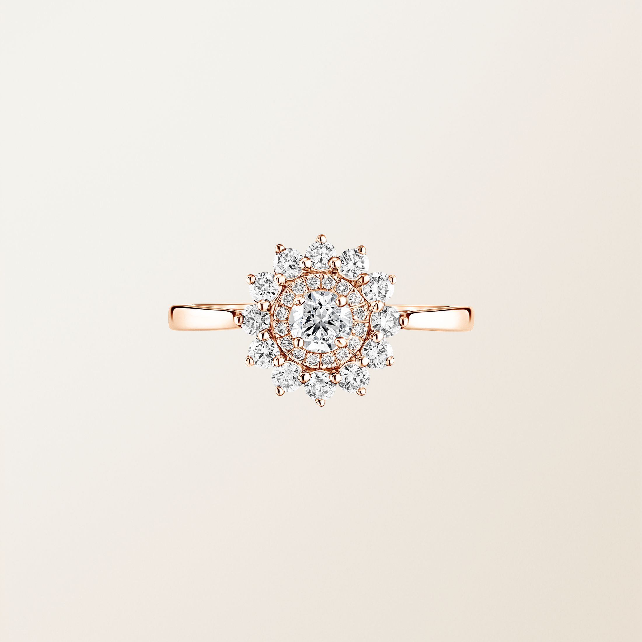 Bague Or rose 18 cts Diamant Lefkos 4 mm
