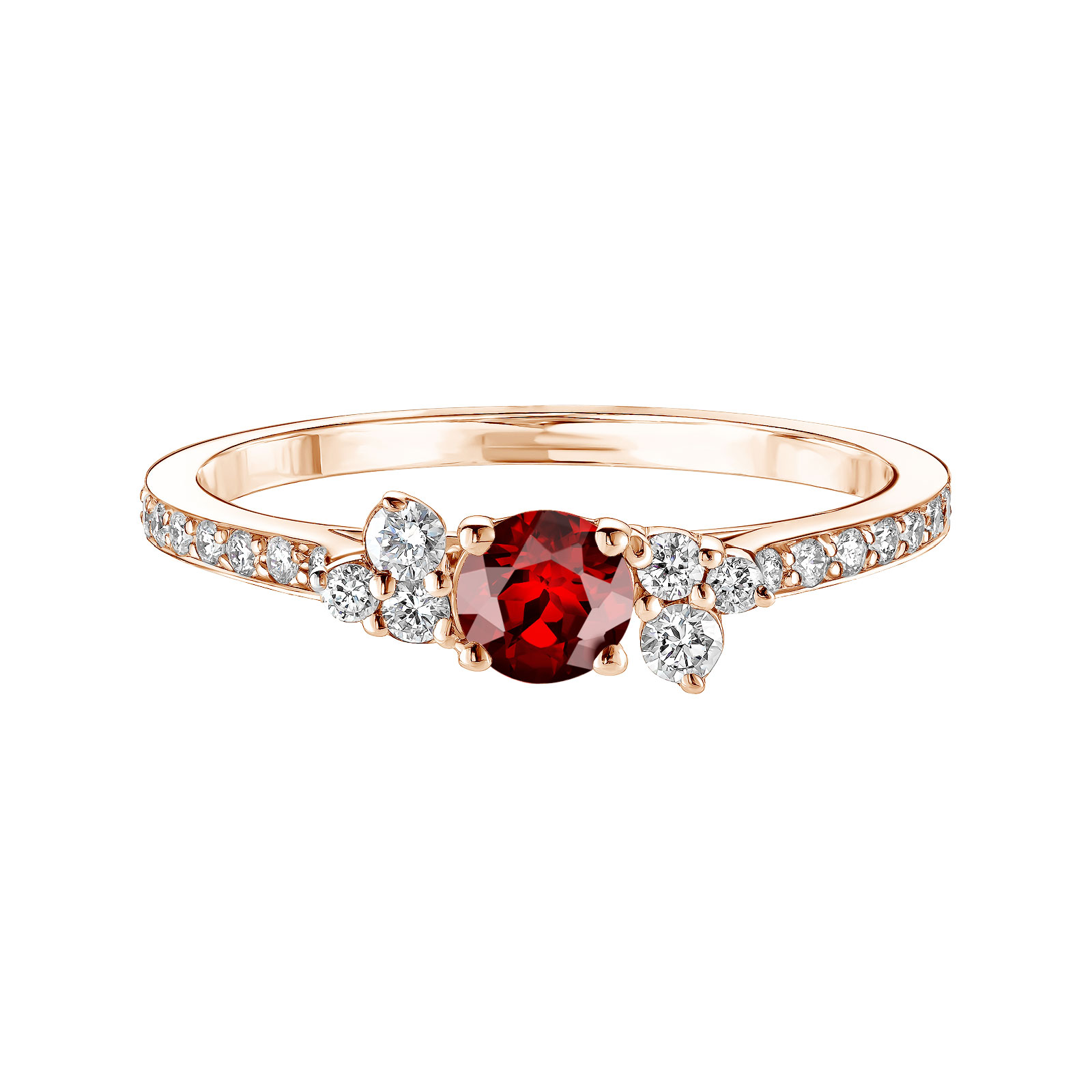 Bague Or rose Grenat et diamants Baby EverBloom Pavée 1
