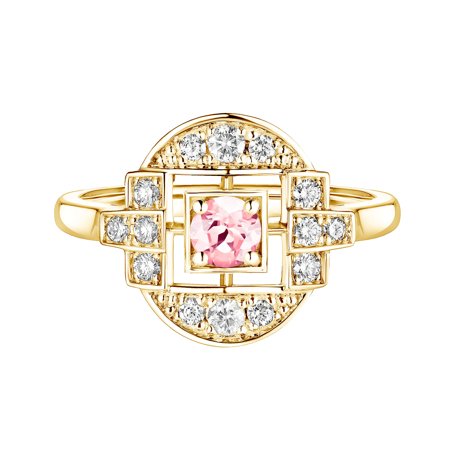 Bague Or jaune Tourmaline et diamants Art Déco Solo 1