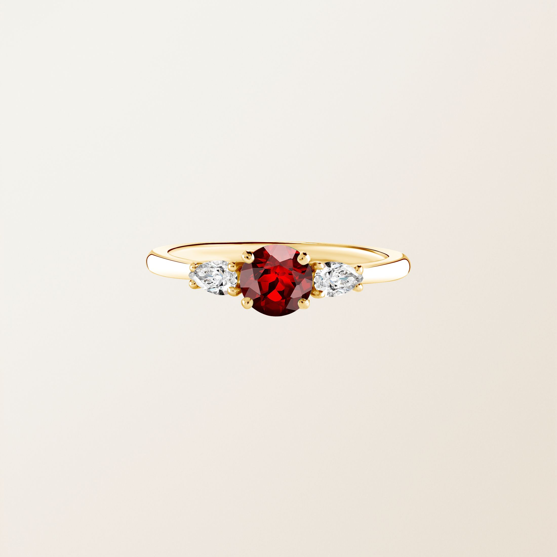 Bague Or jaune 18 cts Grenat Little Lady Duo de Poires