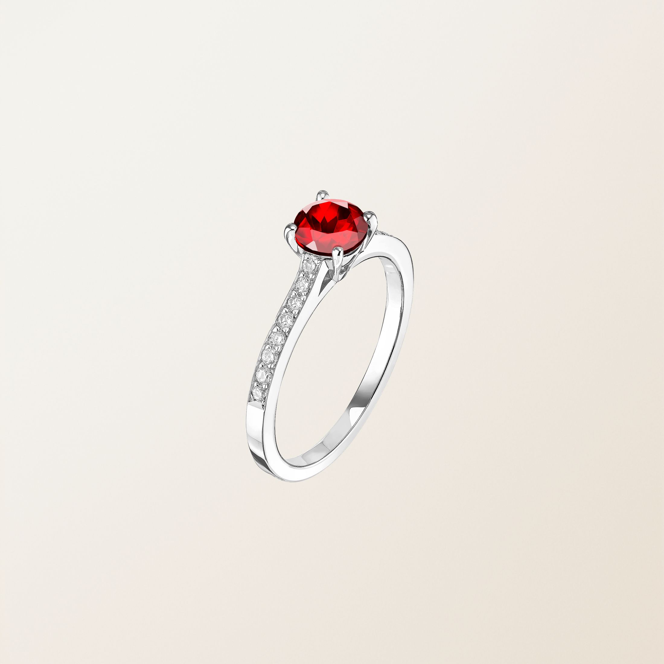 Bague Platine Grenat Lady Pavee