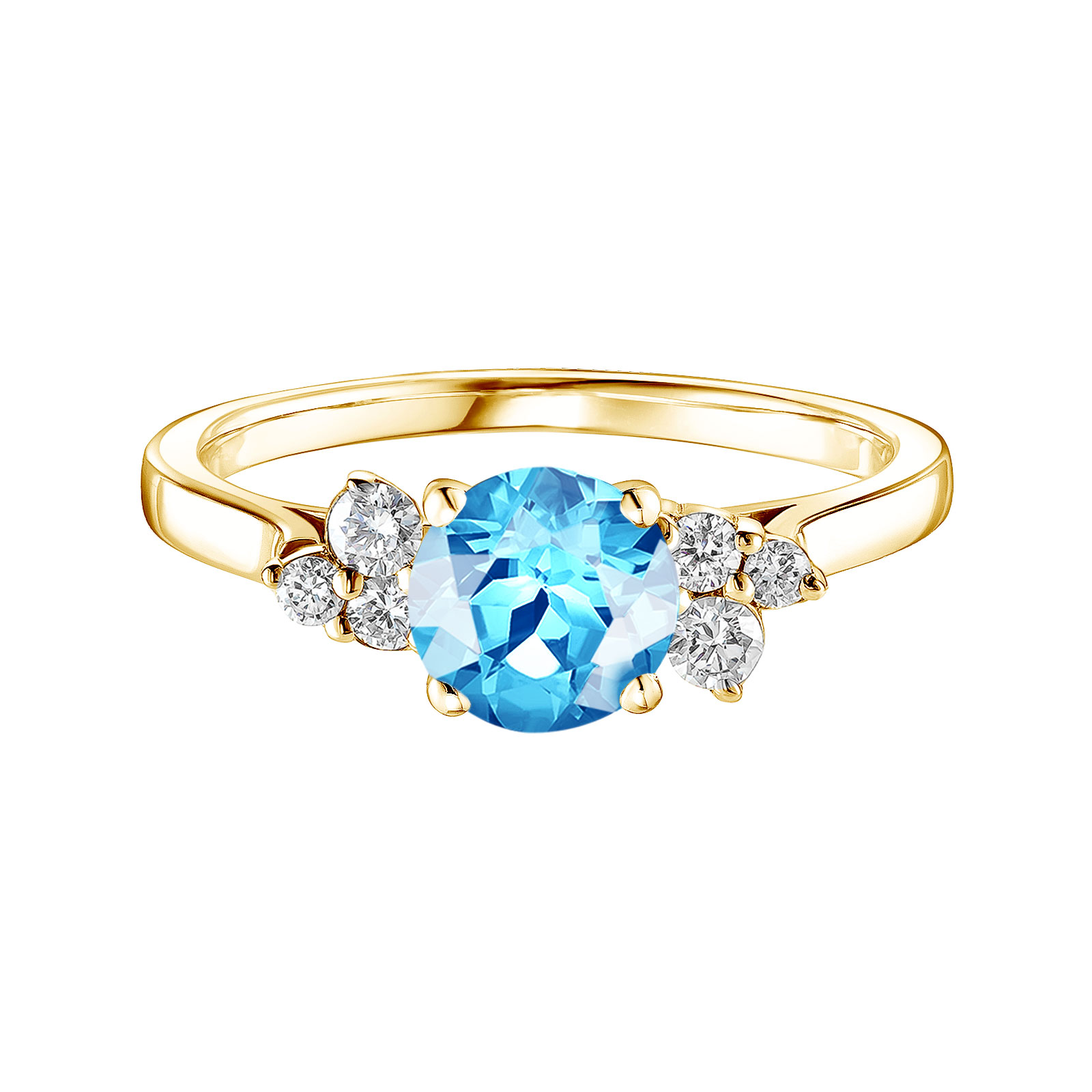 Bague Or jaune Topaze et diamants Baby EverBloom 6 mm 1