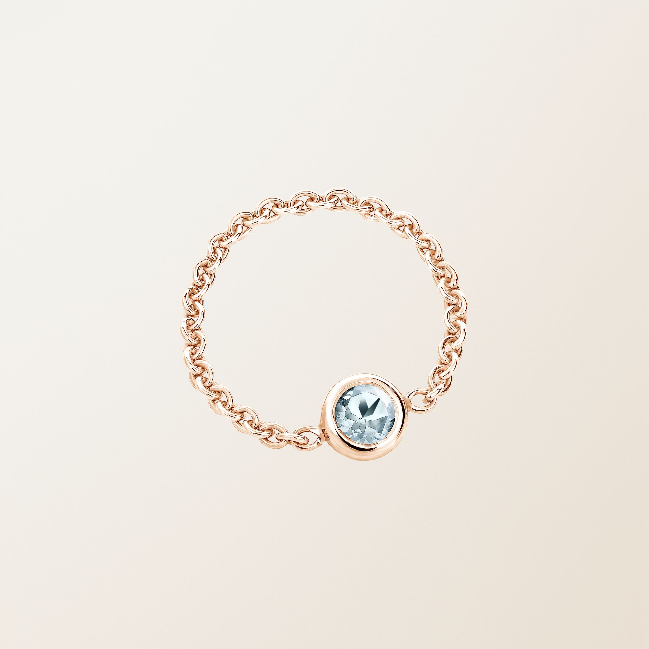 Bague Or rose 18 cts Aigue-marine Gemmyorama Solo
