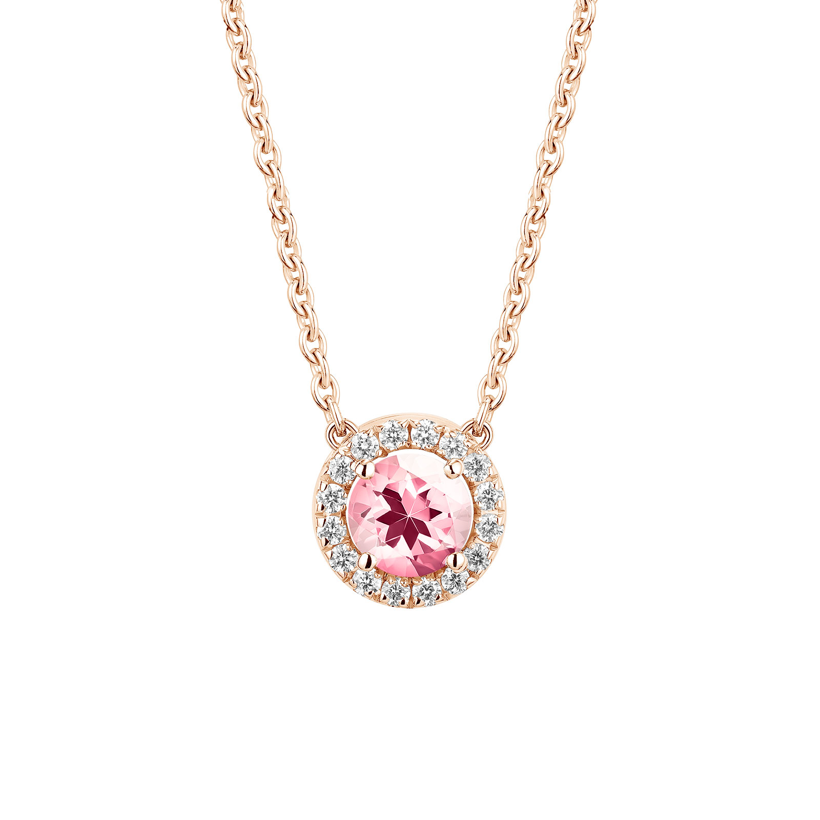 Pendentif Or rose Tourmaline et diamants Rétromantique S 1