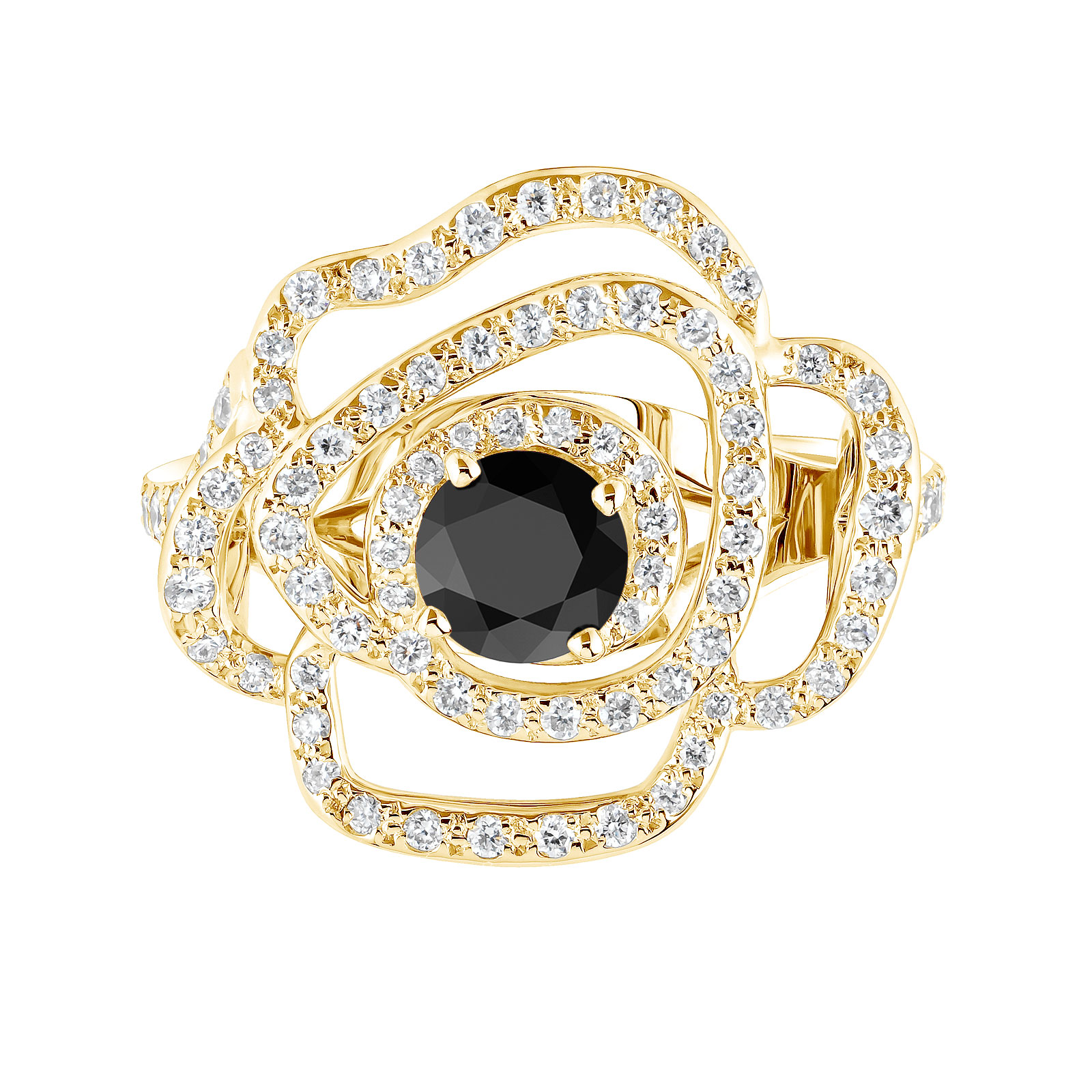 Bague Or jaune Spinelle noir et diamants PrimaRosa Alta 1