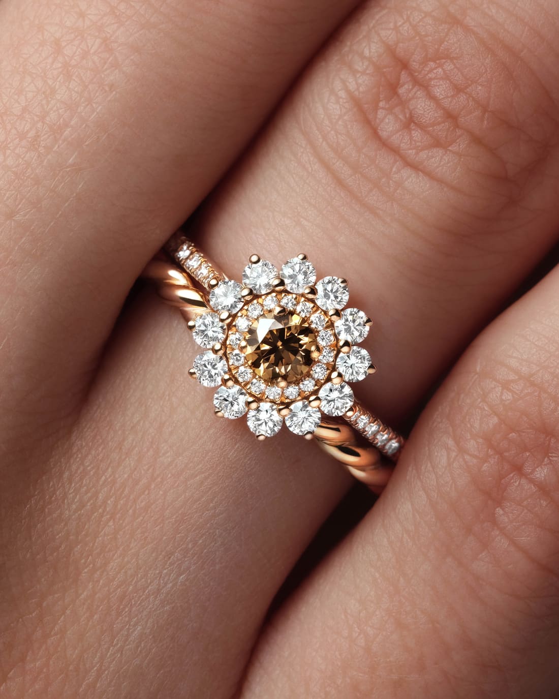 リング ホワイトゴールド アクアマリンとダイヤモンド Lefkos 4 mm Pavée 3