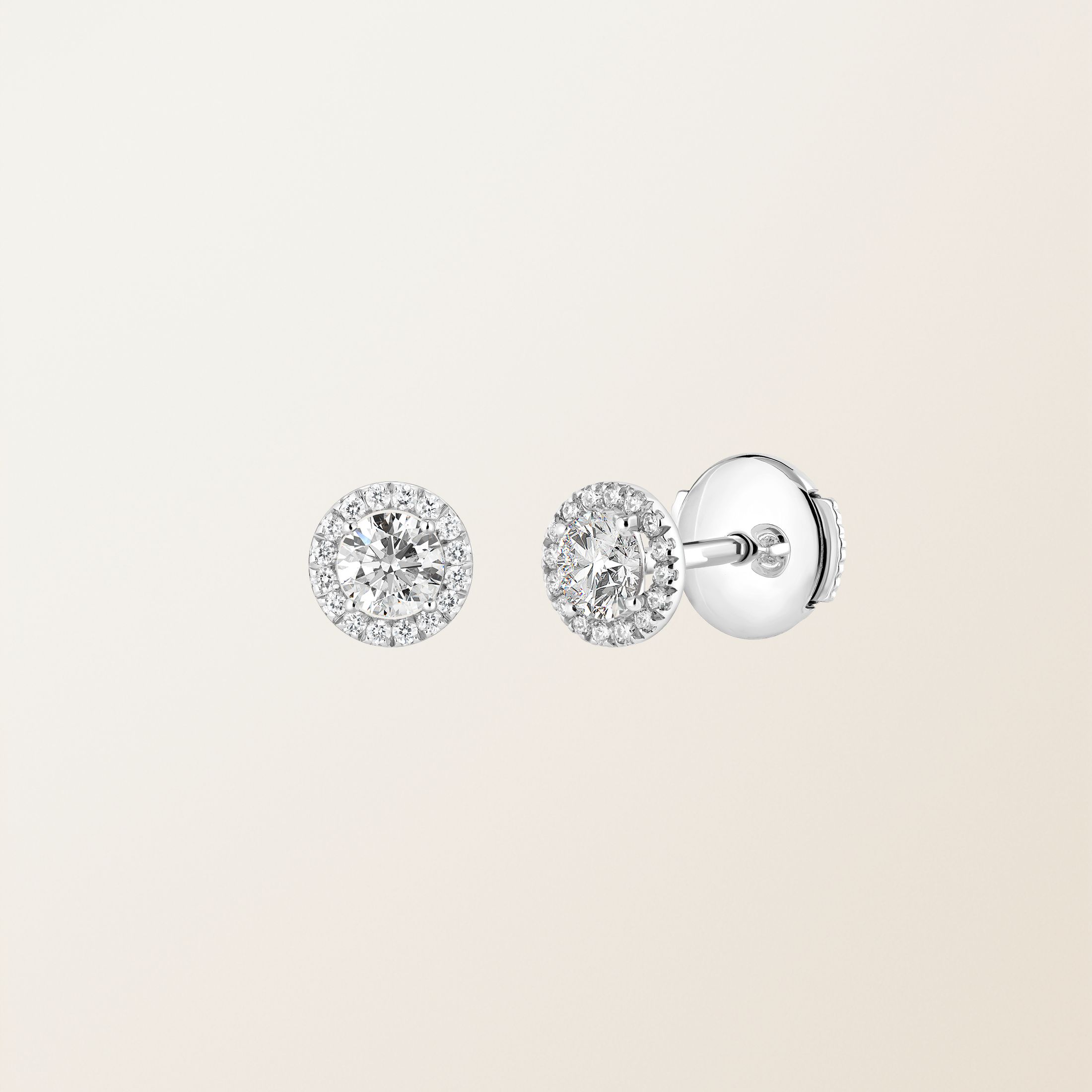 Boucles d'oreilles Or blanc 18 cts Diamant Rétromantique S