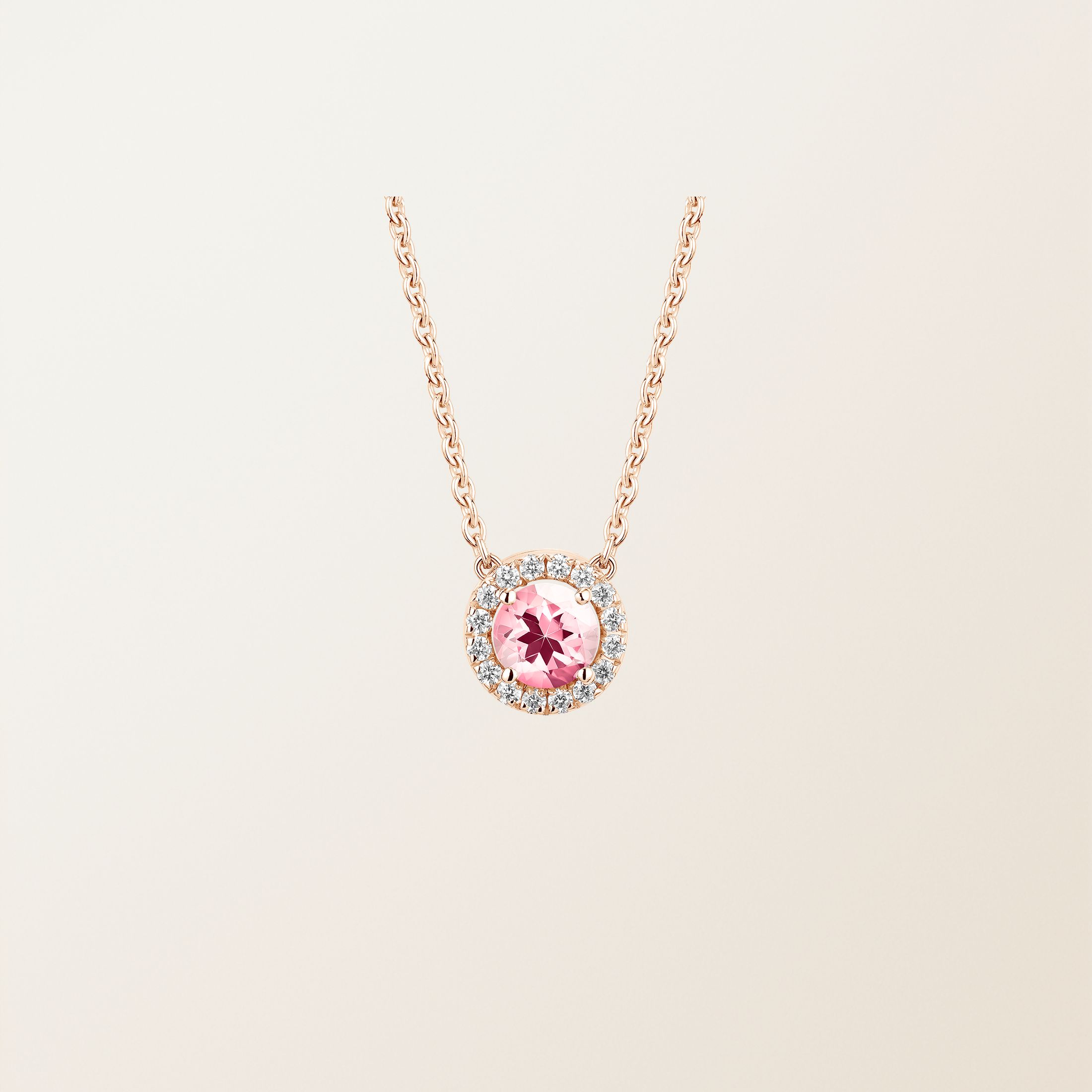 Pendentif Or rose 18 cts Tourmaline Rétromantique S