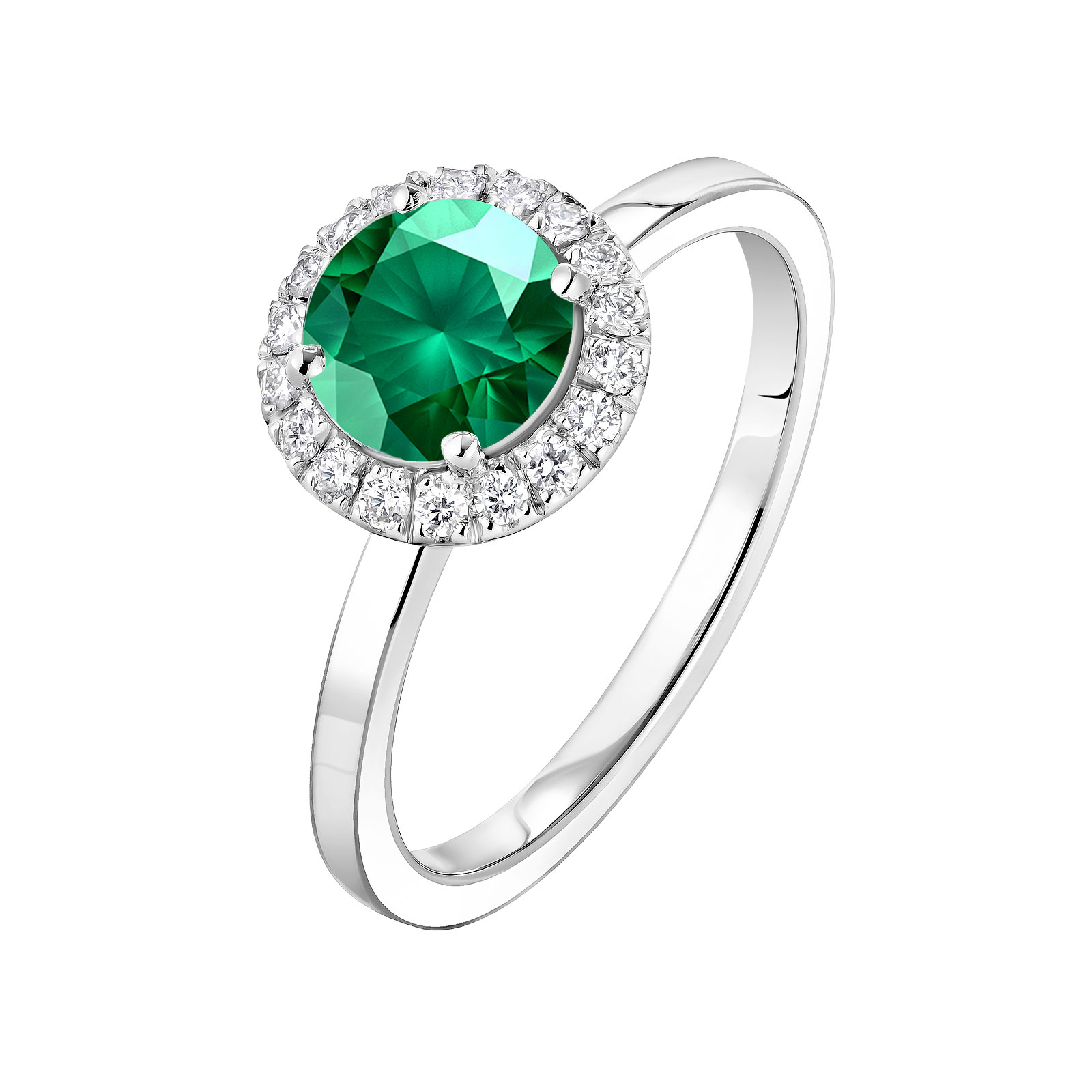 Bague Or blanc Emeraude et diamants Rétromantique L 1