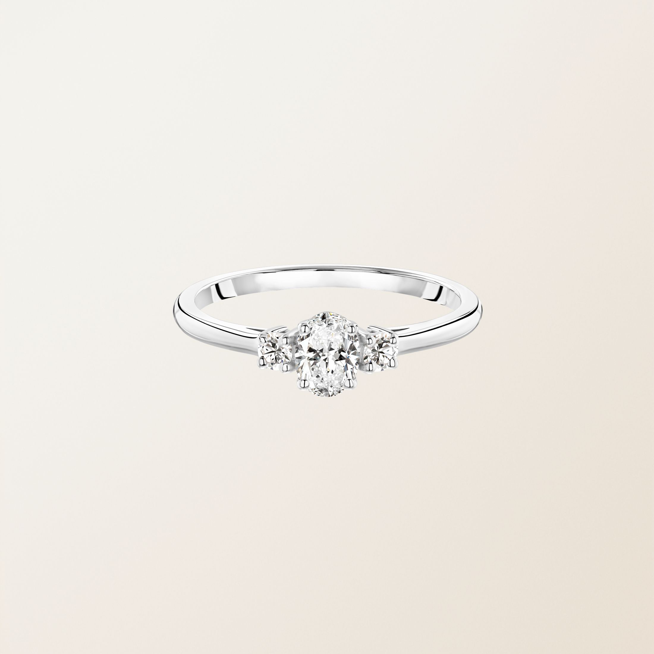 Bague Or blanc 18 cts Diamant Baby Lady Duo Ovale