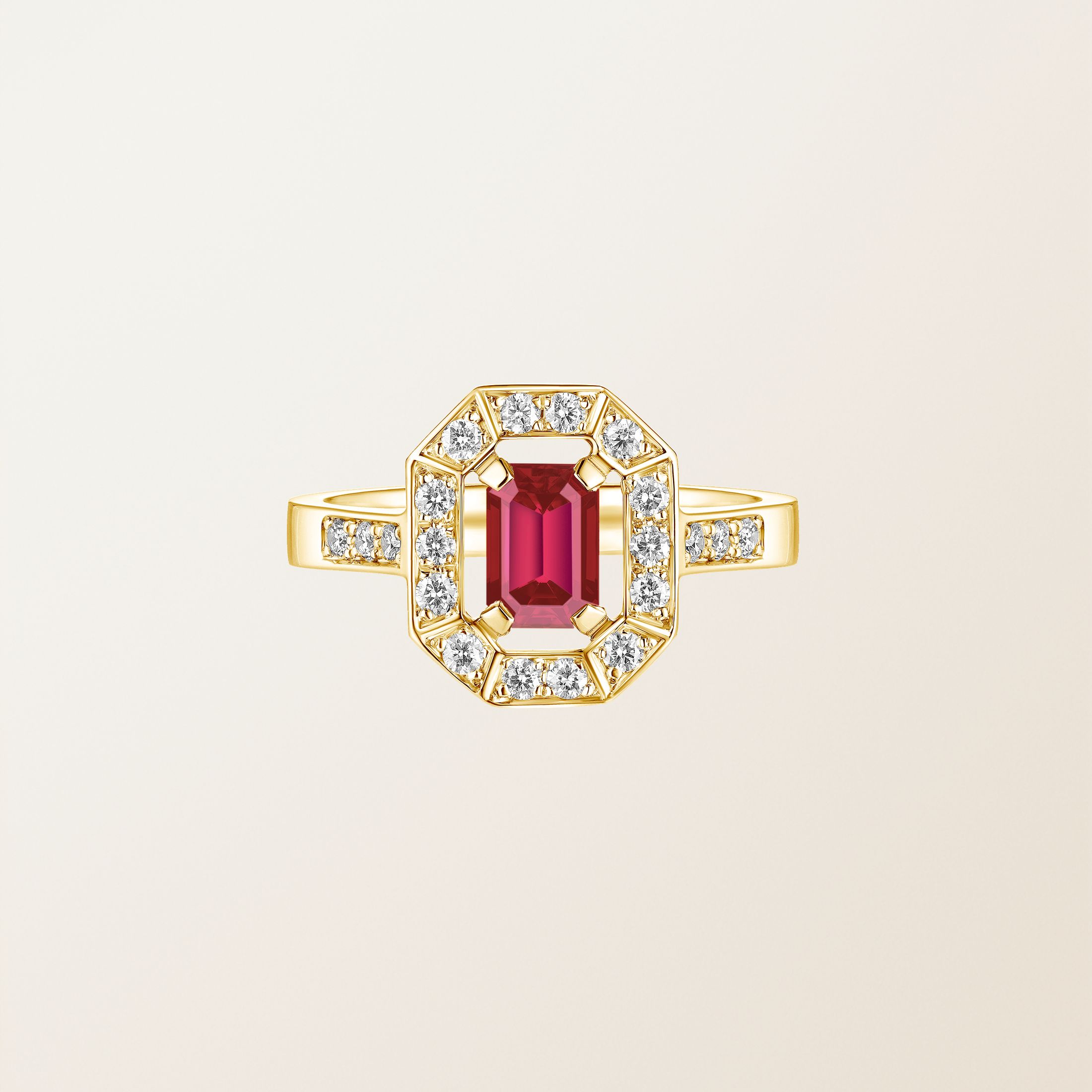 Bague Or jaune 18 cts Rubis Art Déco