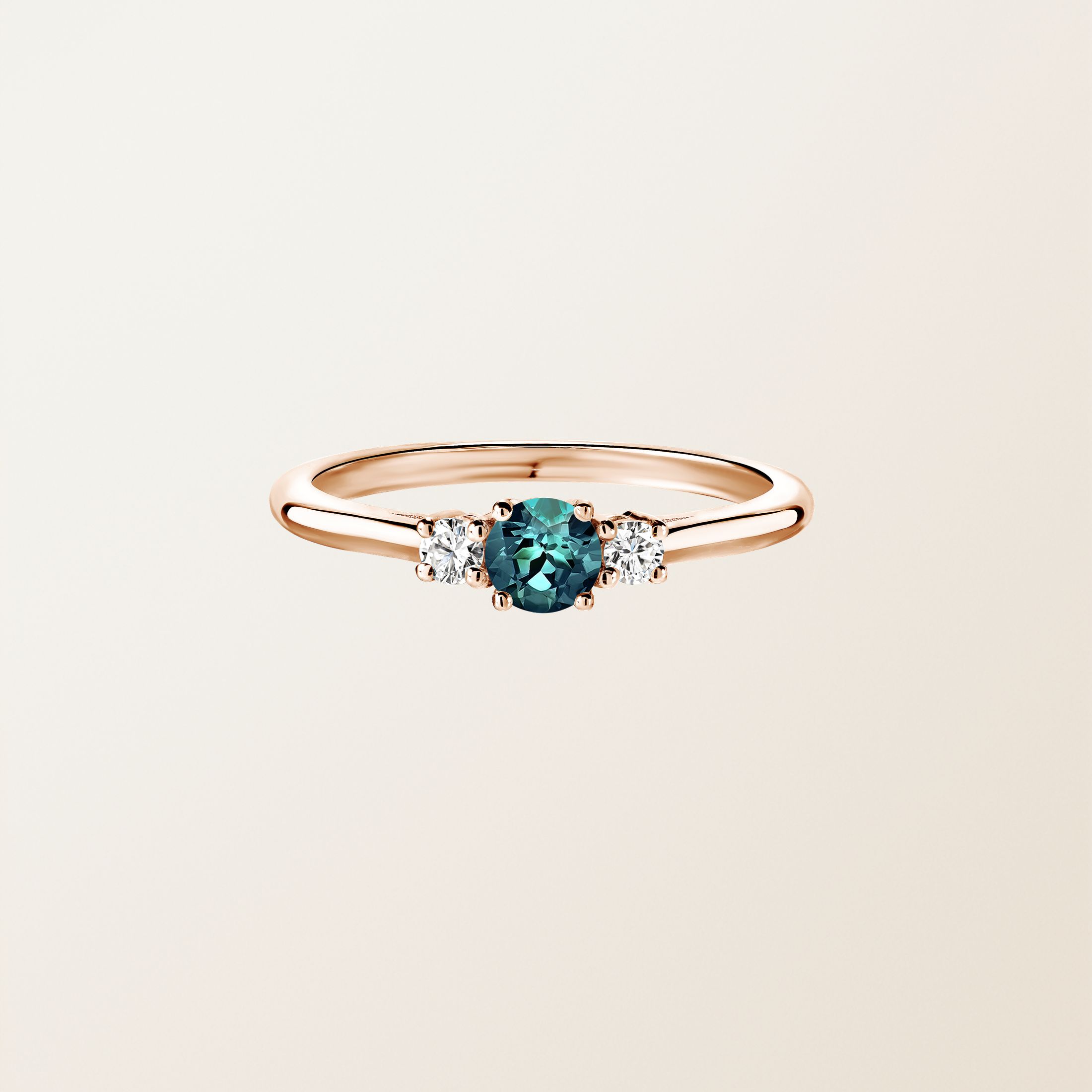 Bague Or rose 18 cts Saphir Teal Baby Lady Duo