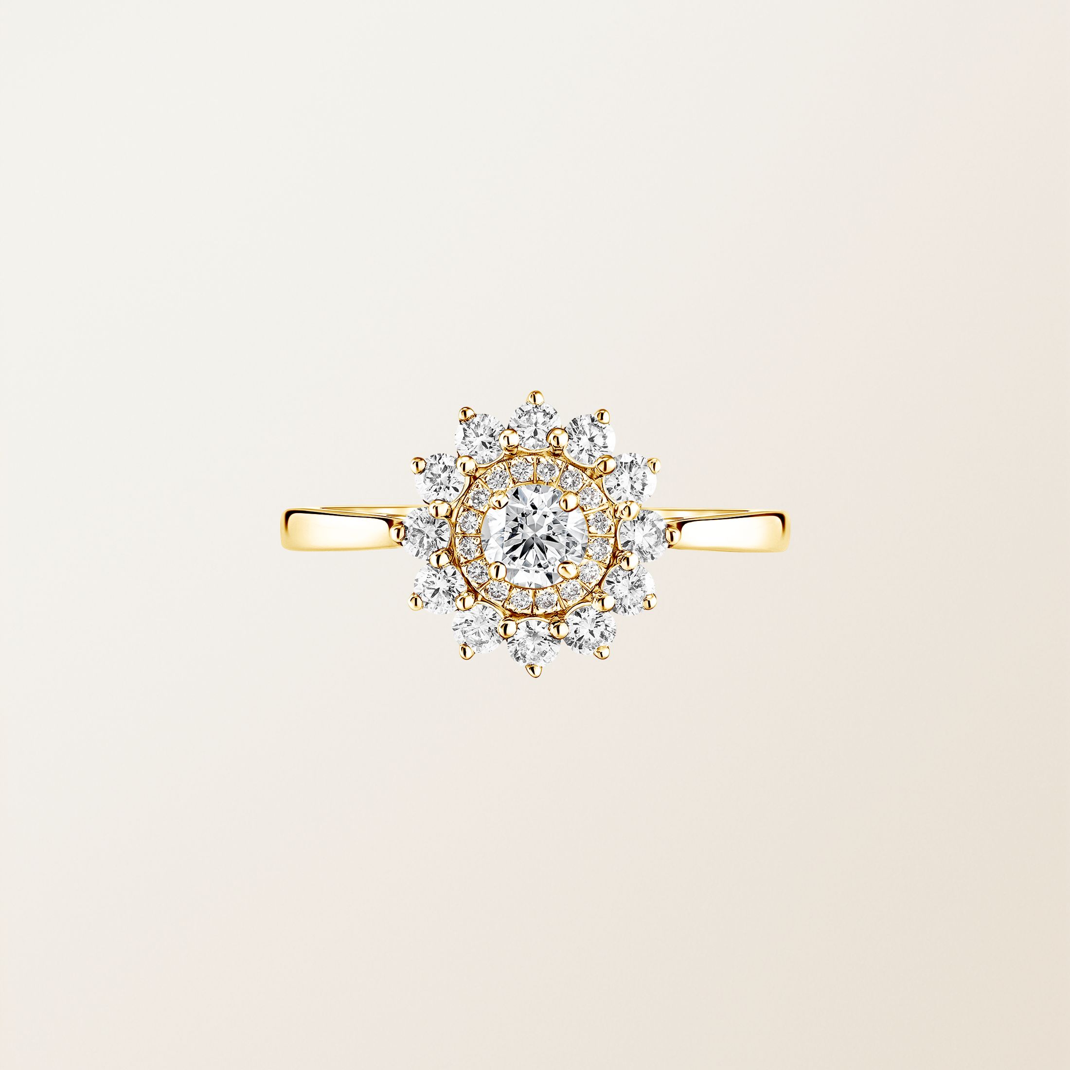 Bague Or jaune 18 cts Diamant Lefkos 4 mm