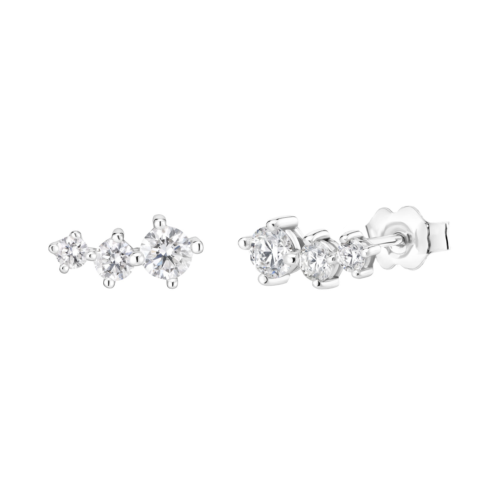 Boucles d'oreilles Or blanc Diamant Lady Trio 1