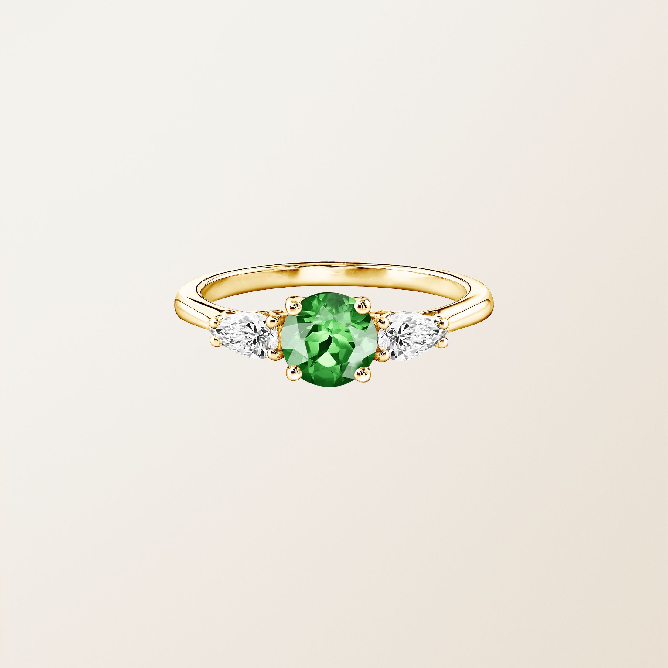Bague Or jaune 18 cts Tsavorite Lady Duo de Poires