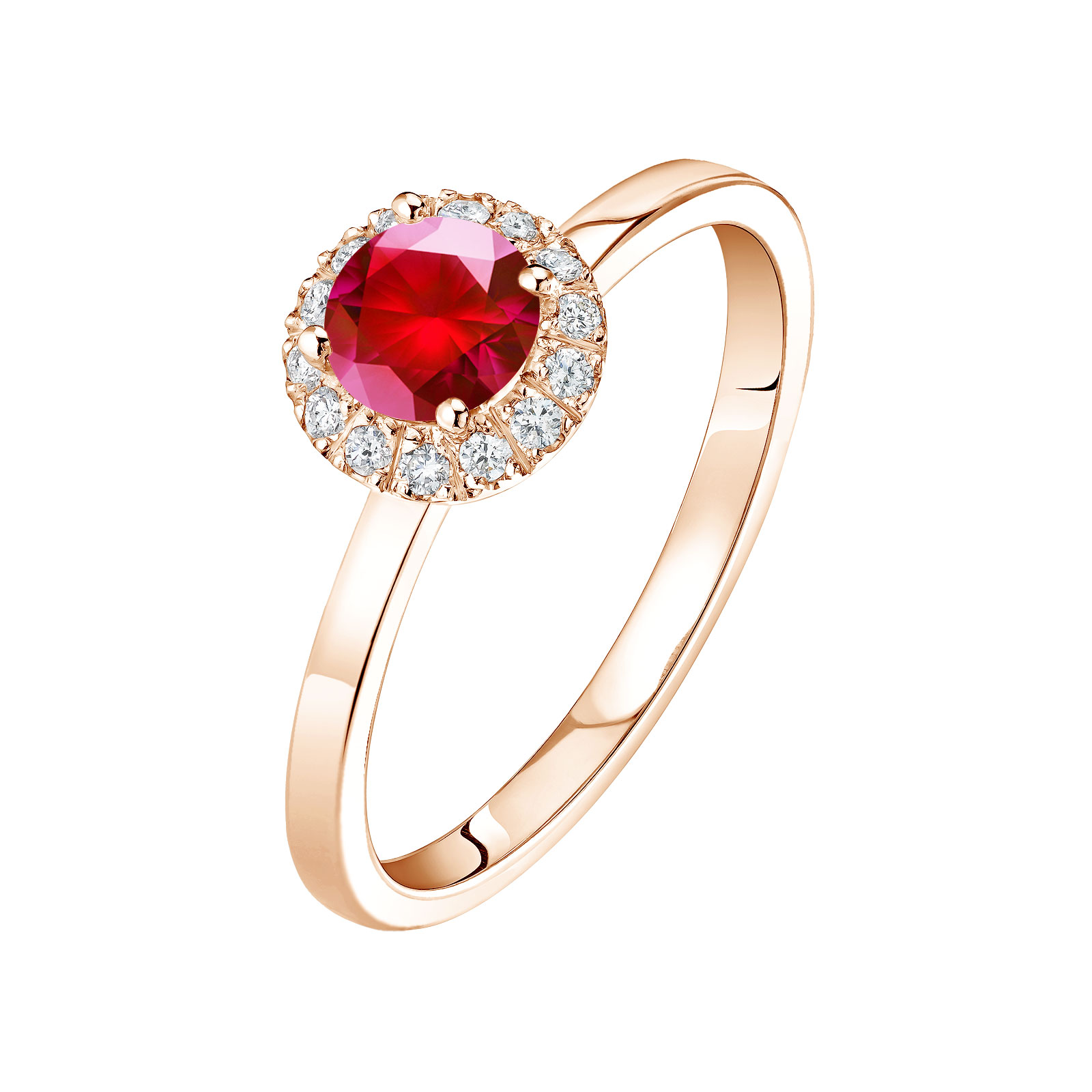 Bague Or rose Rubis et diamants Rétromantique M 1