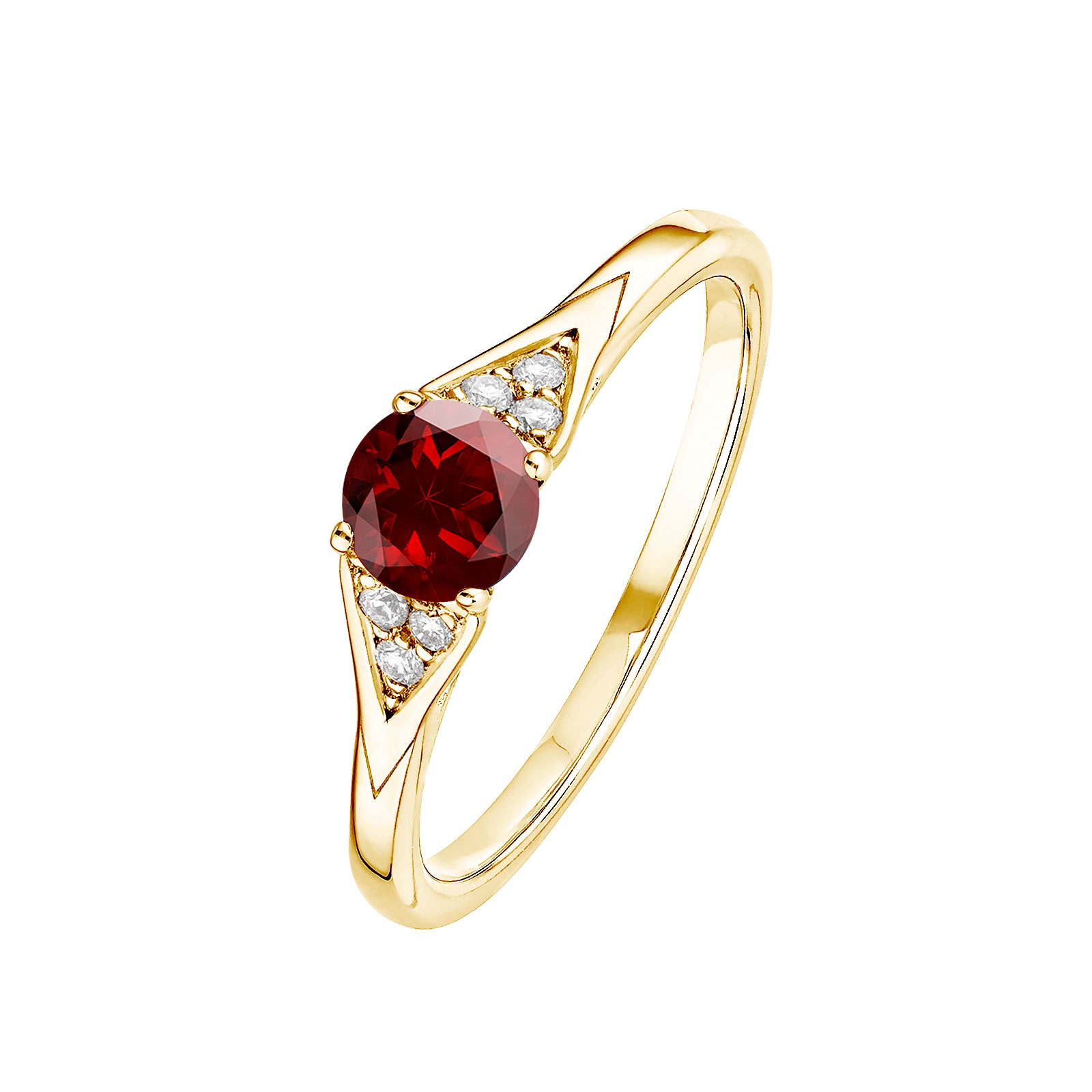 Bague Or jaune Grenat et diamants Lady Trio 1