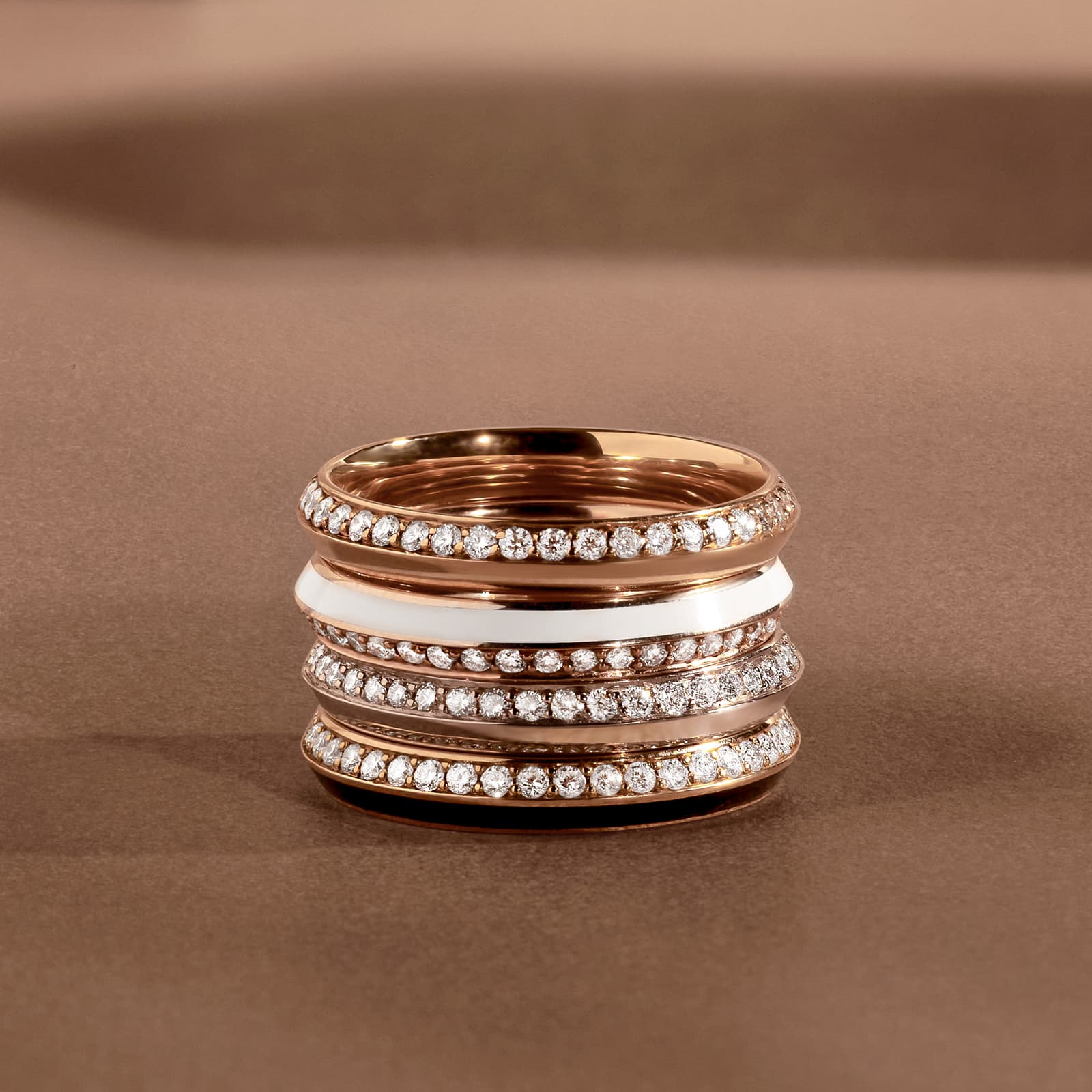 Bague Or jaune Diamant et Laque blanche Ariane Tilt Laque Blanche 3 mm 5