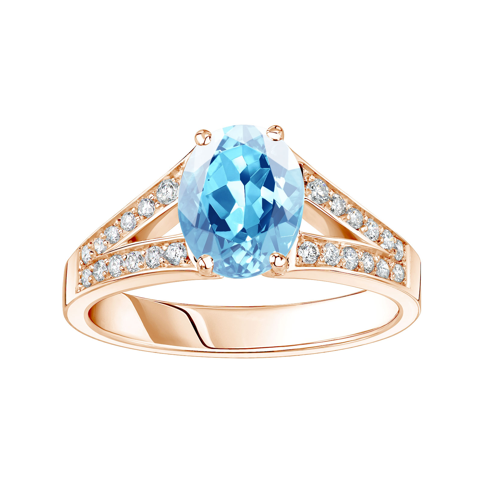 Bague Or rose Topaze et diamants Rétromantique Tiare Pavée 1