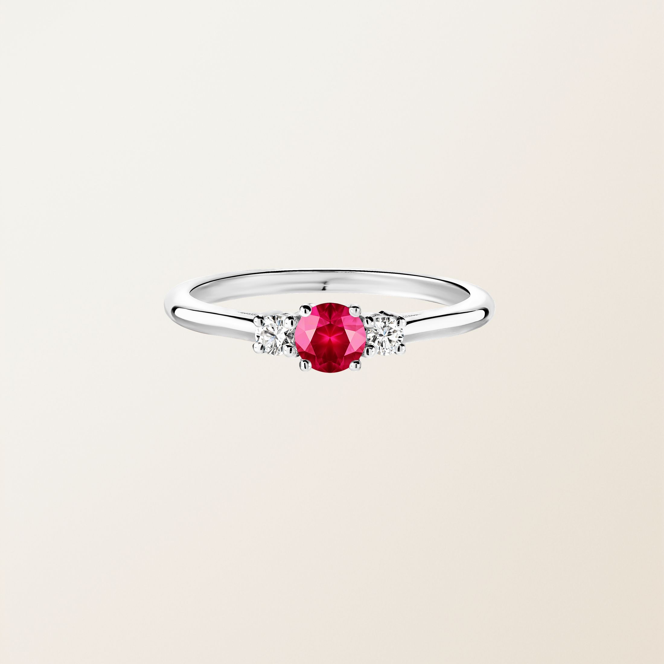 Bague Or blanc 18 cts Rubis Baby Lady Duo