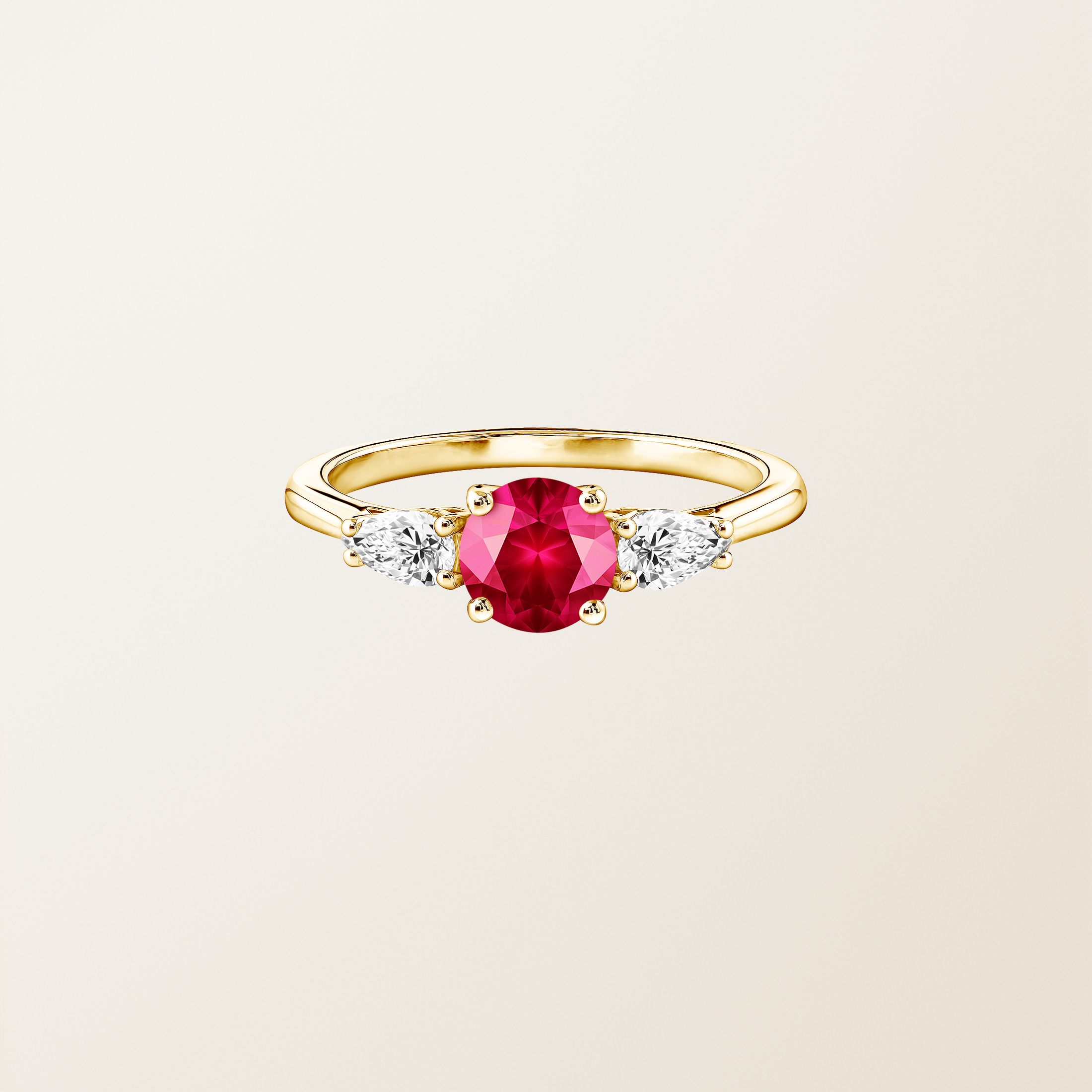 Bague Or jaune 18 cts Rubis Lady Duo de Poires