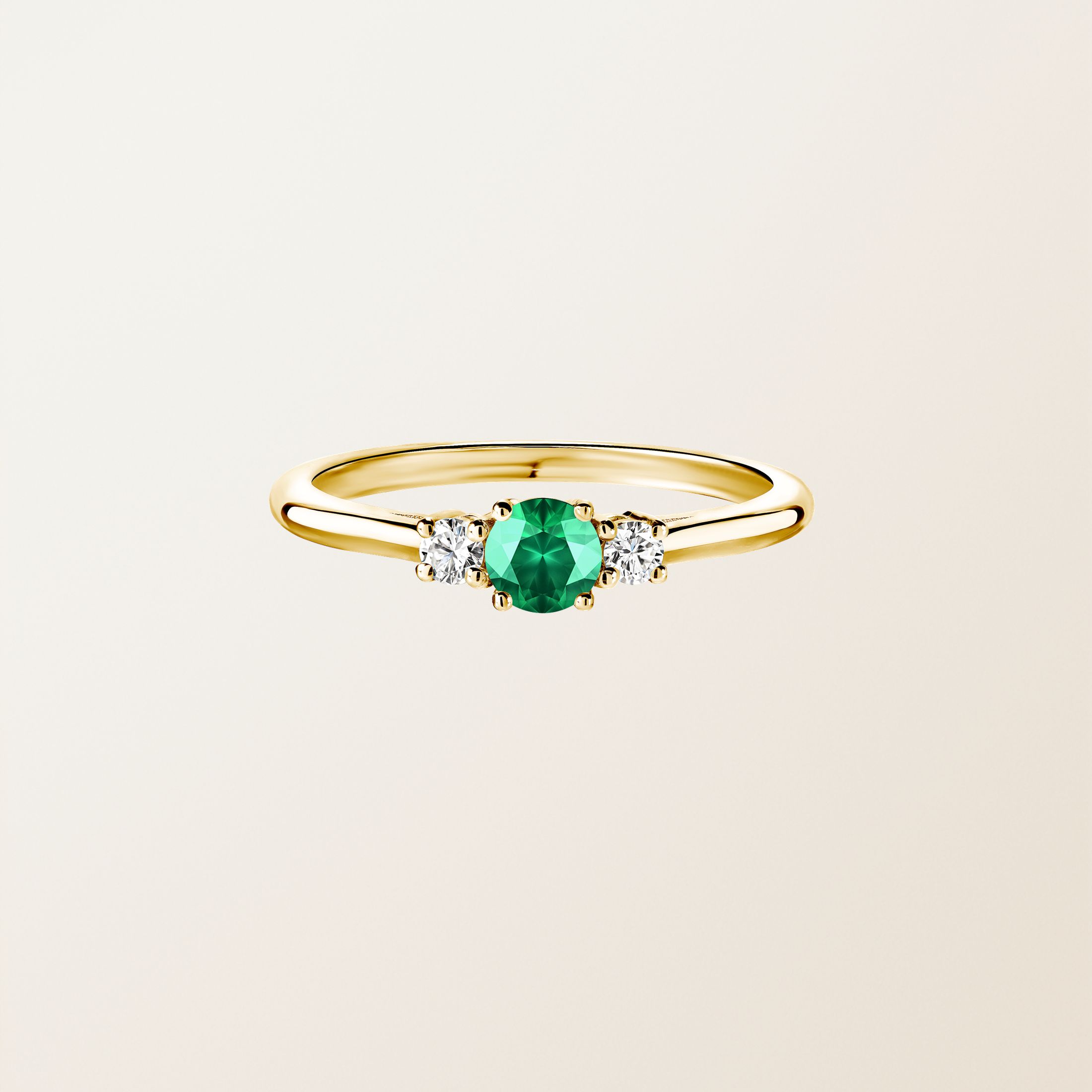 Ring 18K Gelbgold Smaragdgrün Baby Lady Duo