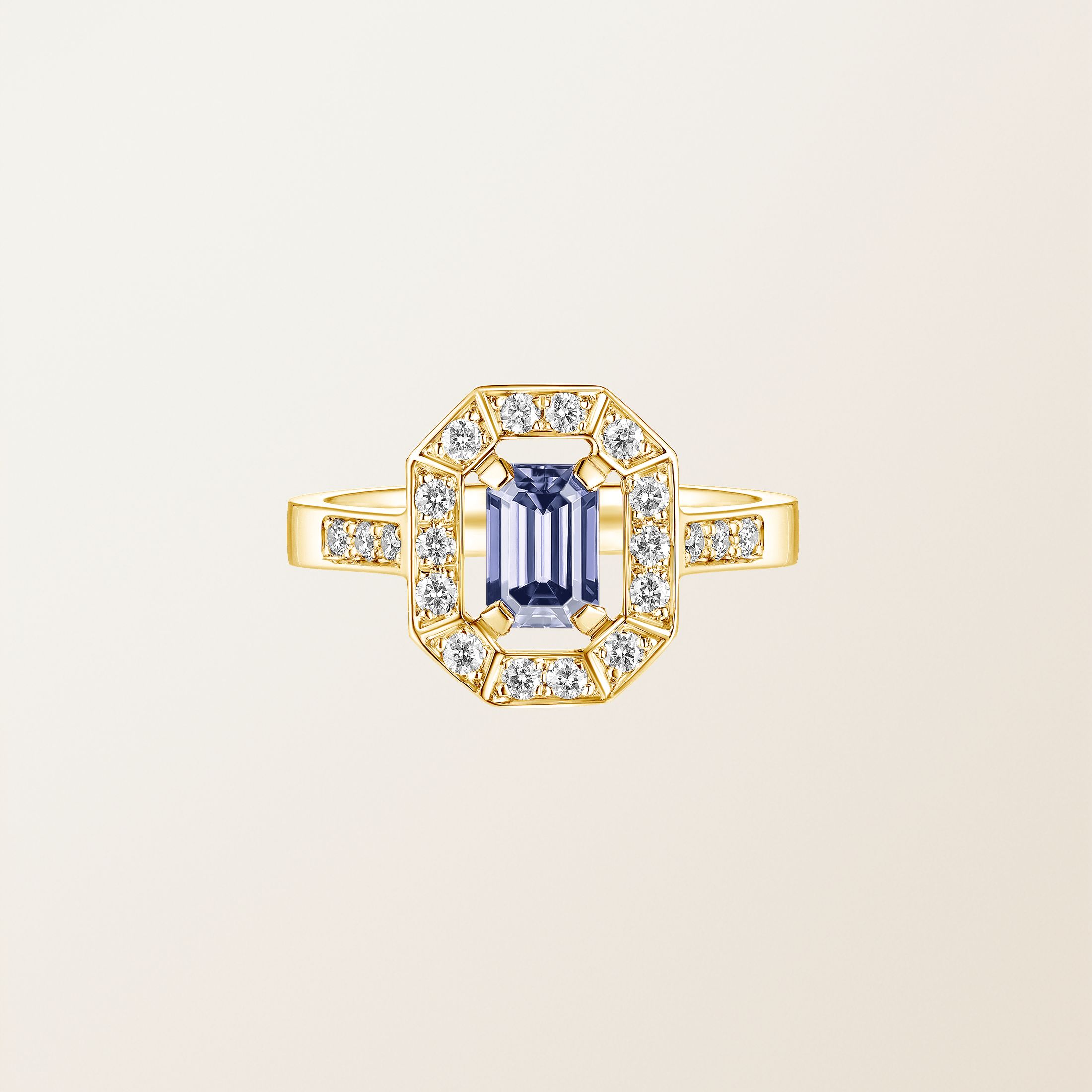 Bague Or jaune 18 cts Tanzanite Art Déco