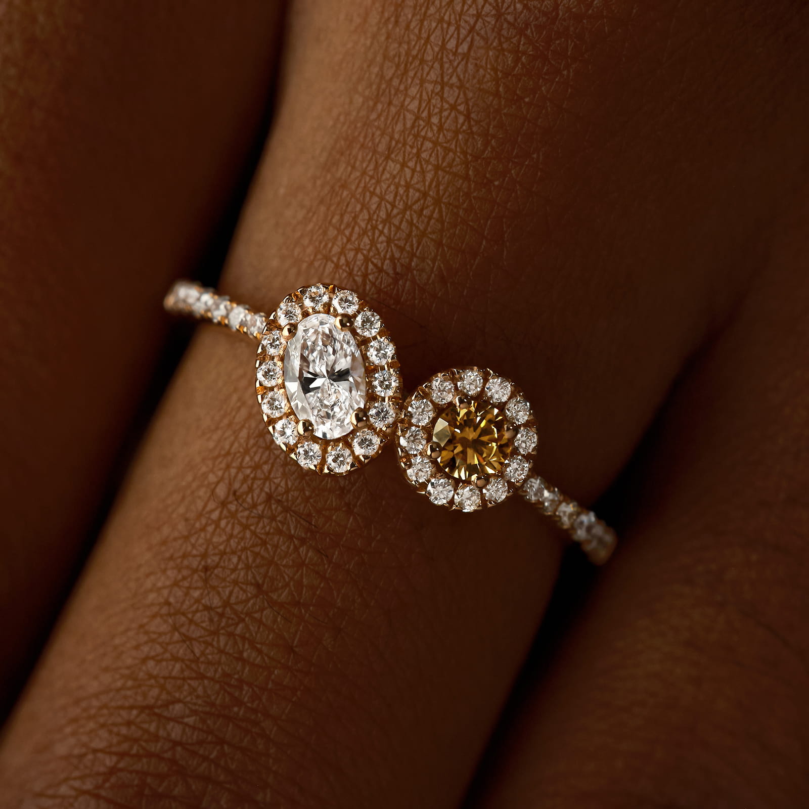 Bague Or rose Diamant Cognac et diamants AlterEgo Ovale 3