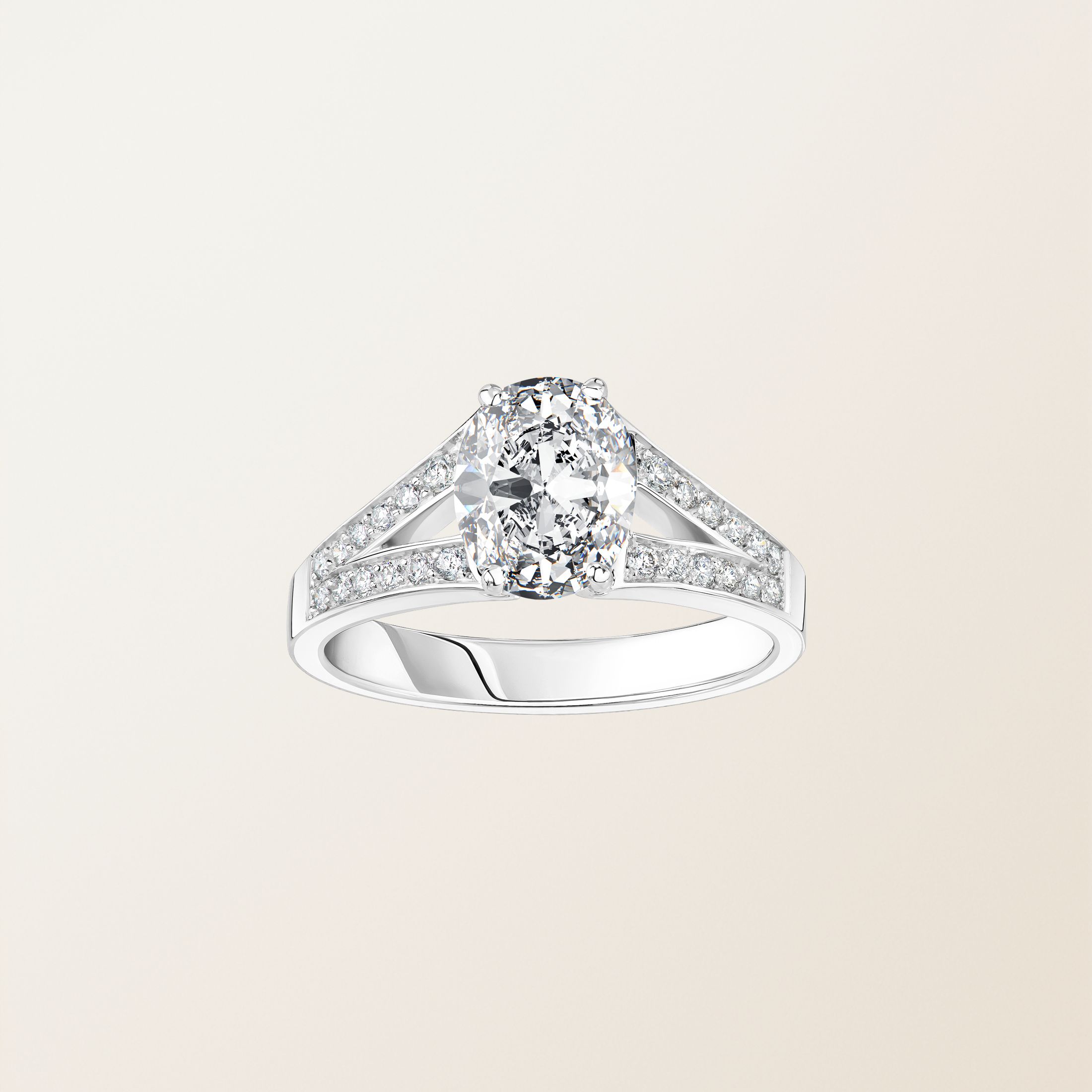 Bague Or blanc 18 cts Diamant Rétromantique Tiare Pavée
