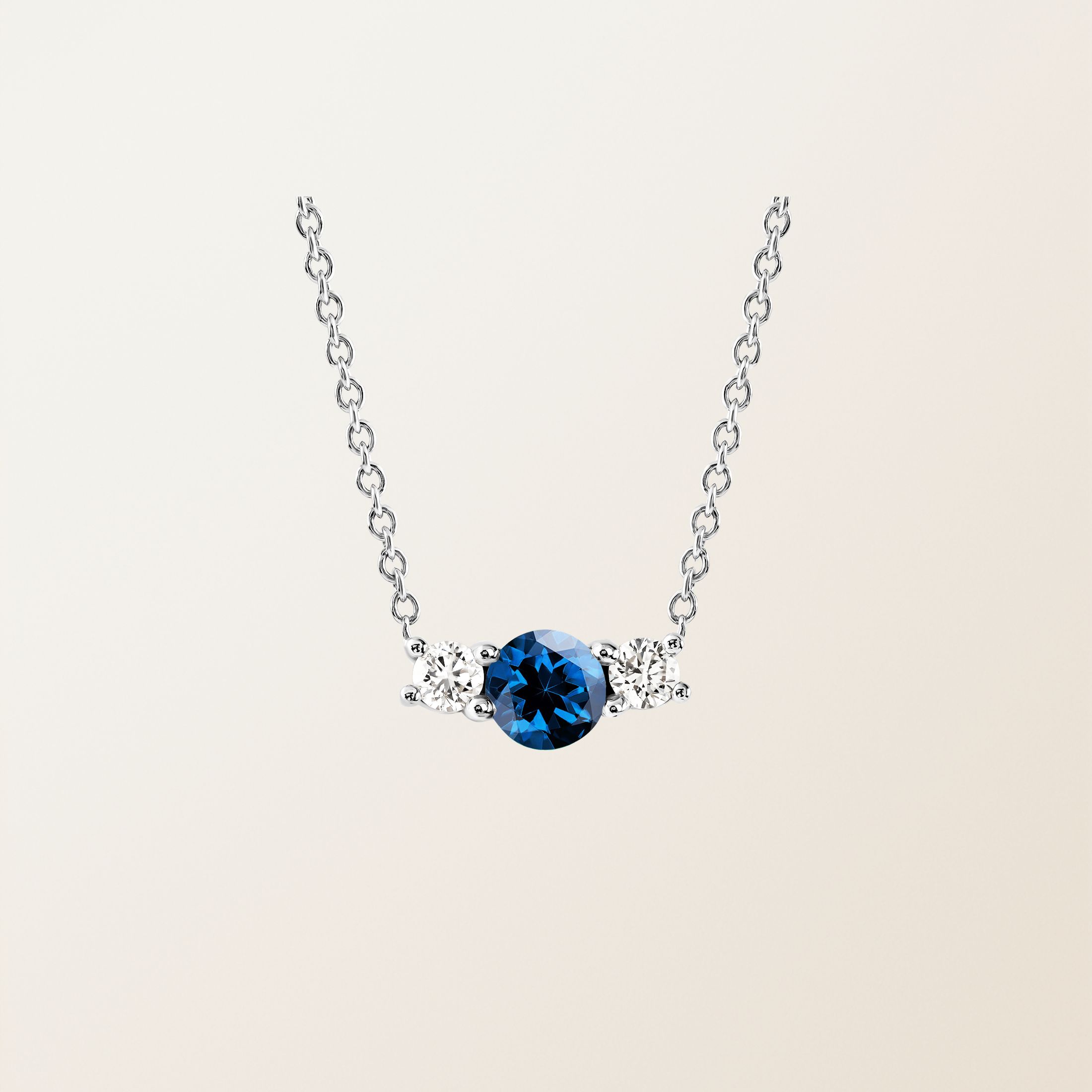 Pendentif Or blanc 18 cts Saphir Lady Duo