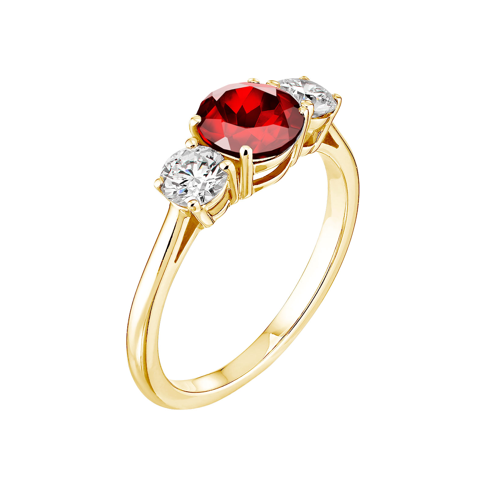 Bague Or jaune Grenat Lady Duo 1