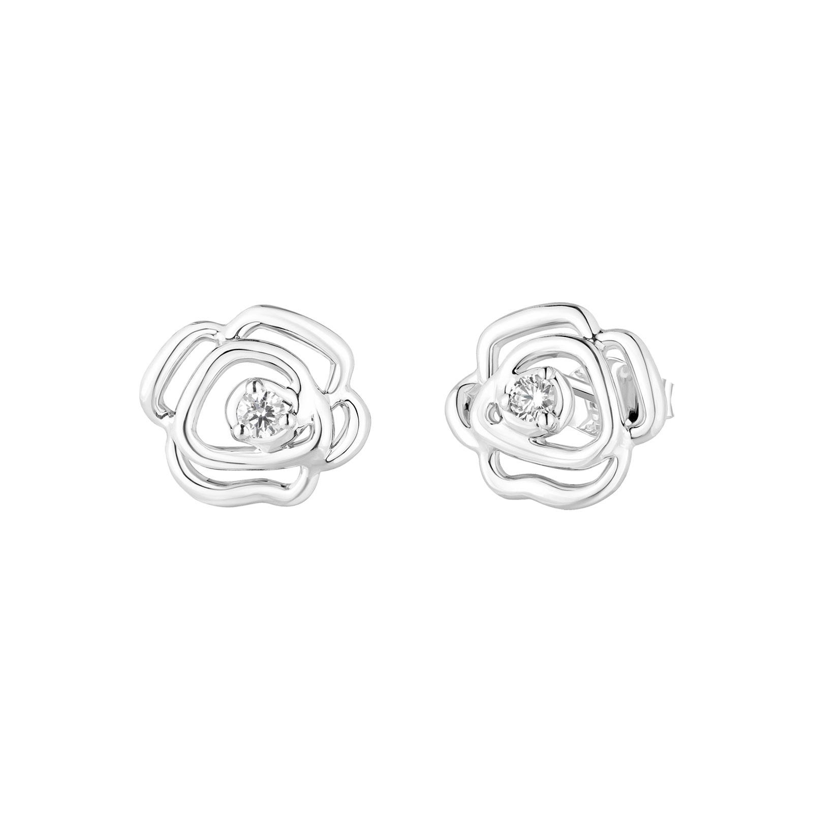 Boucles d'oreilles Or blanc Diamant PrimaRosa Duo S 1