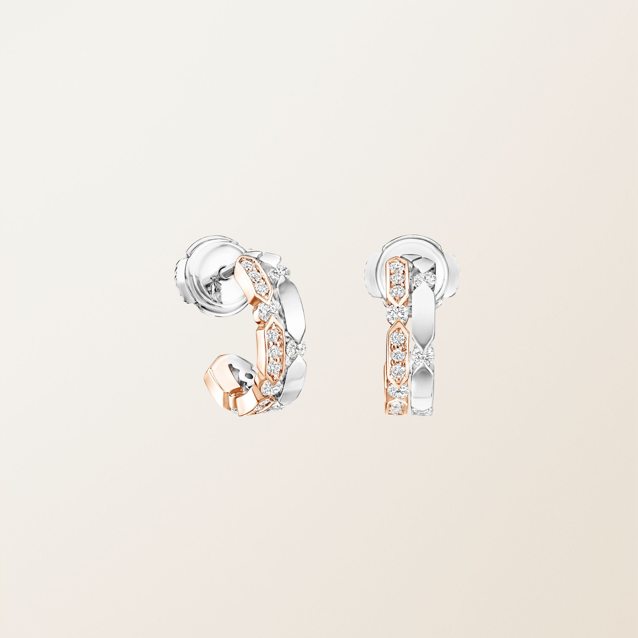 Boucles d'oreilles Or blanc / Or rose 18 cts Diamant MET