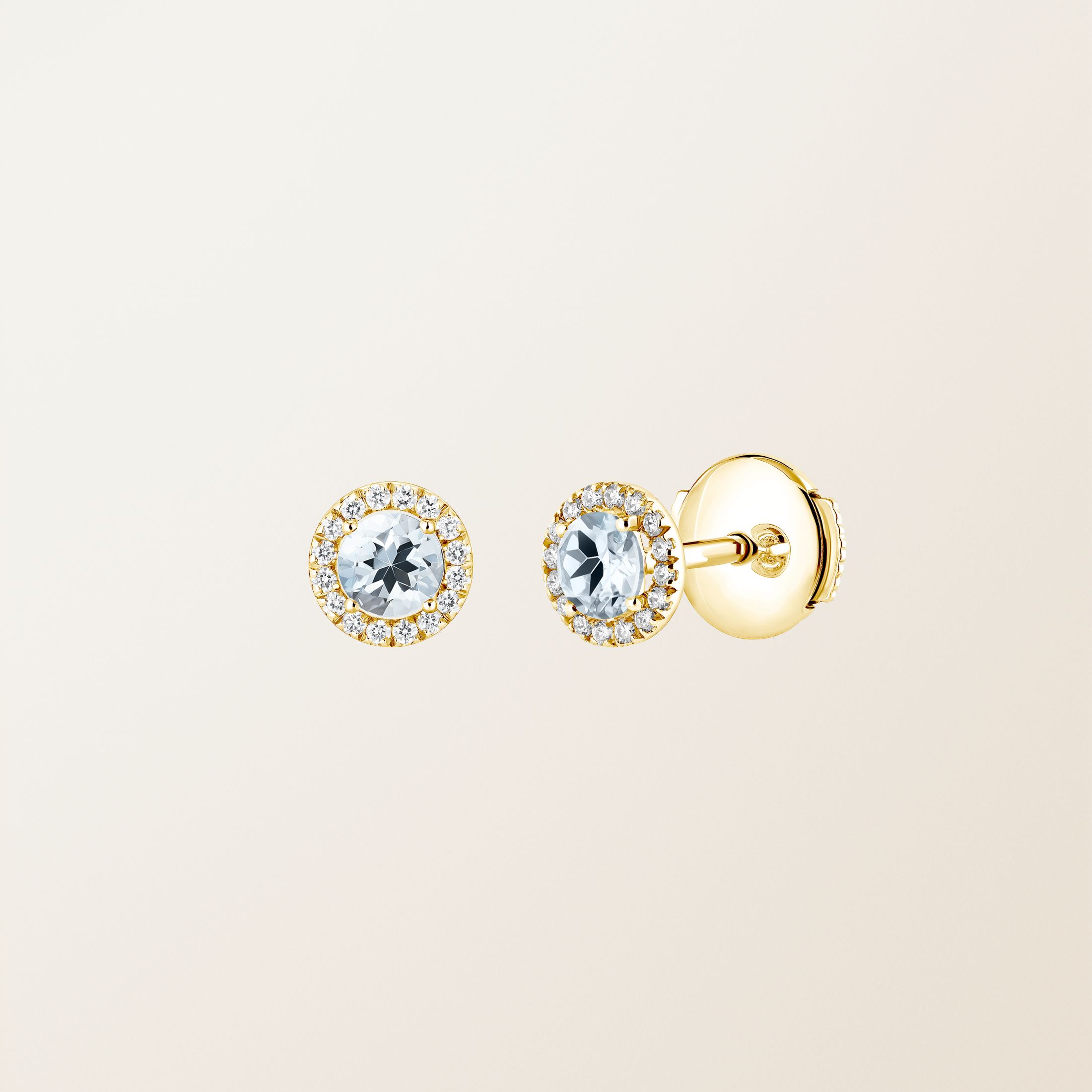 Boucles d'oreilles Or jaune 18 cts Aigue-marine Rétromantique S