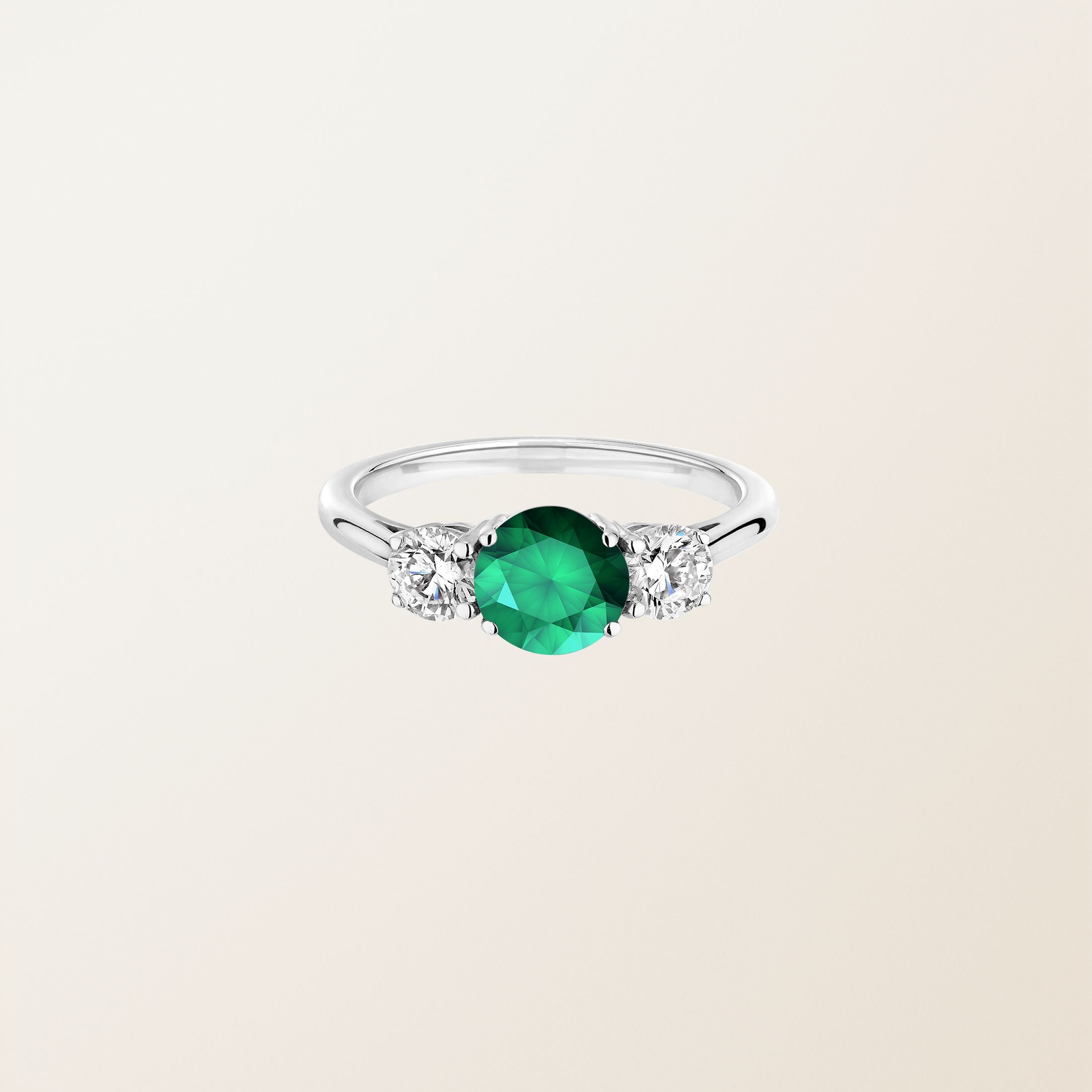 Bague Or blanc 18 cts Emeraude Lady Duo