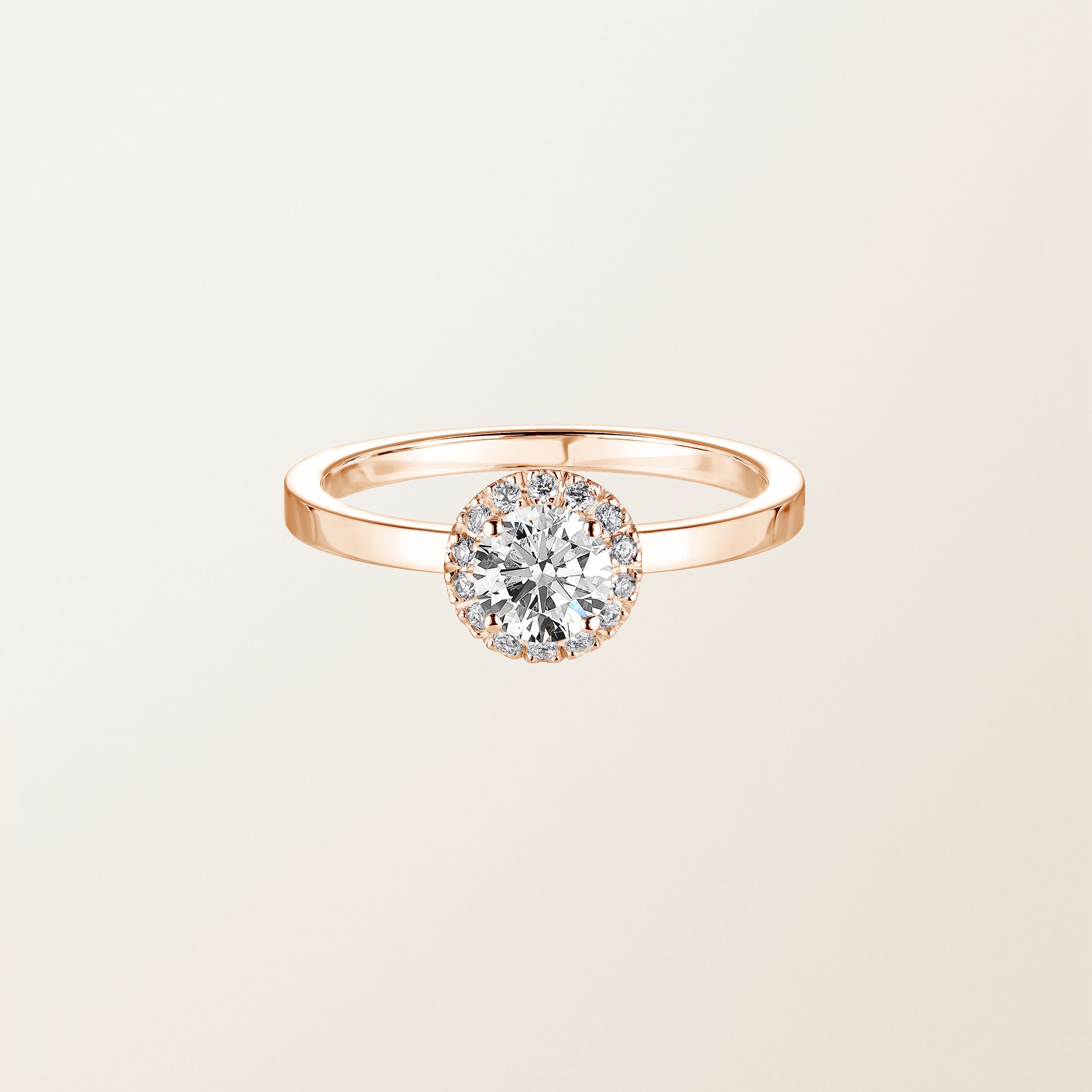 Bague Or rose 18 cts Diamant Rétromantique M
