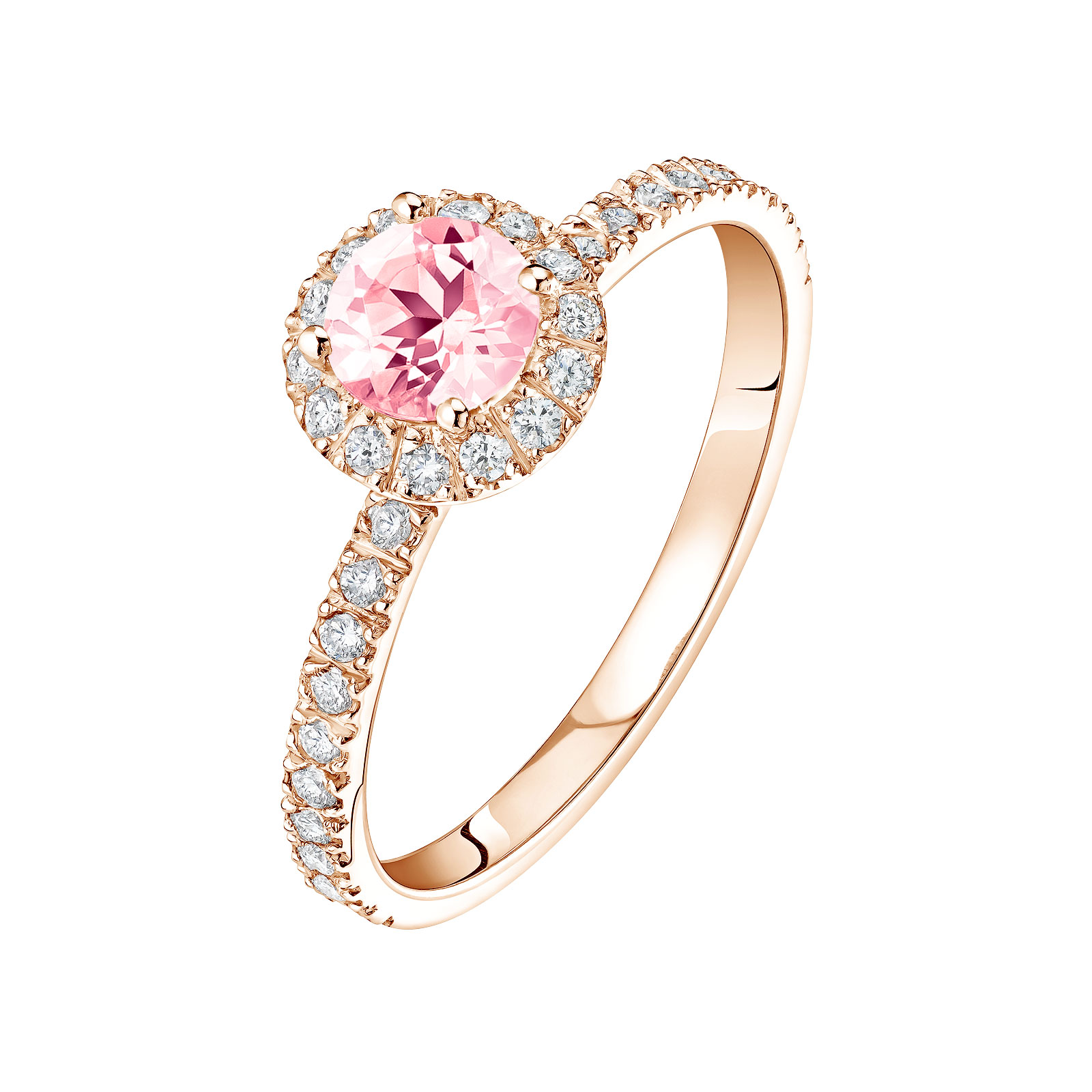 Bague Or rose Tourmaline et diamants Rétromantique M Pavée 1