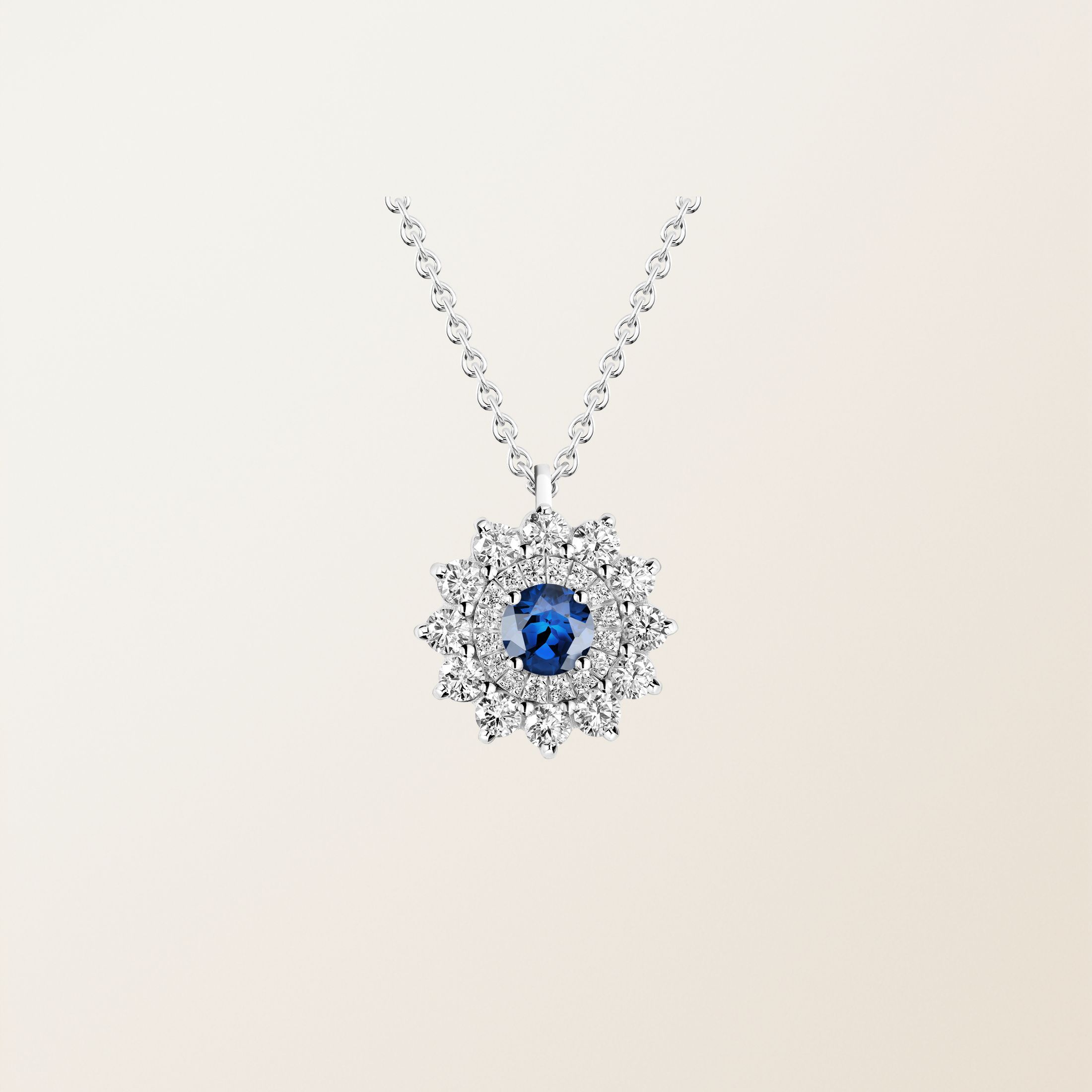 Pendentif Or blanc 18 cts Saphir Lefkos