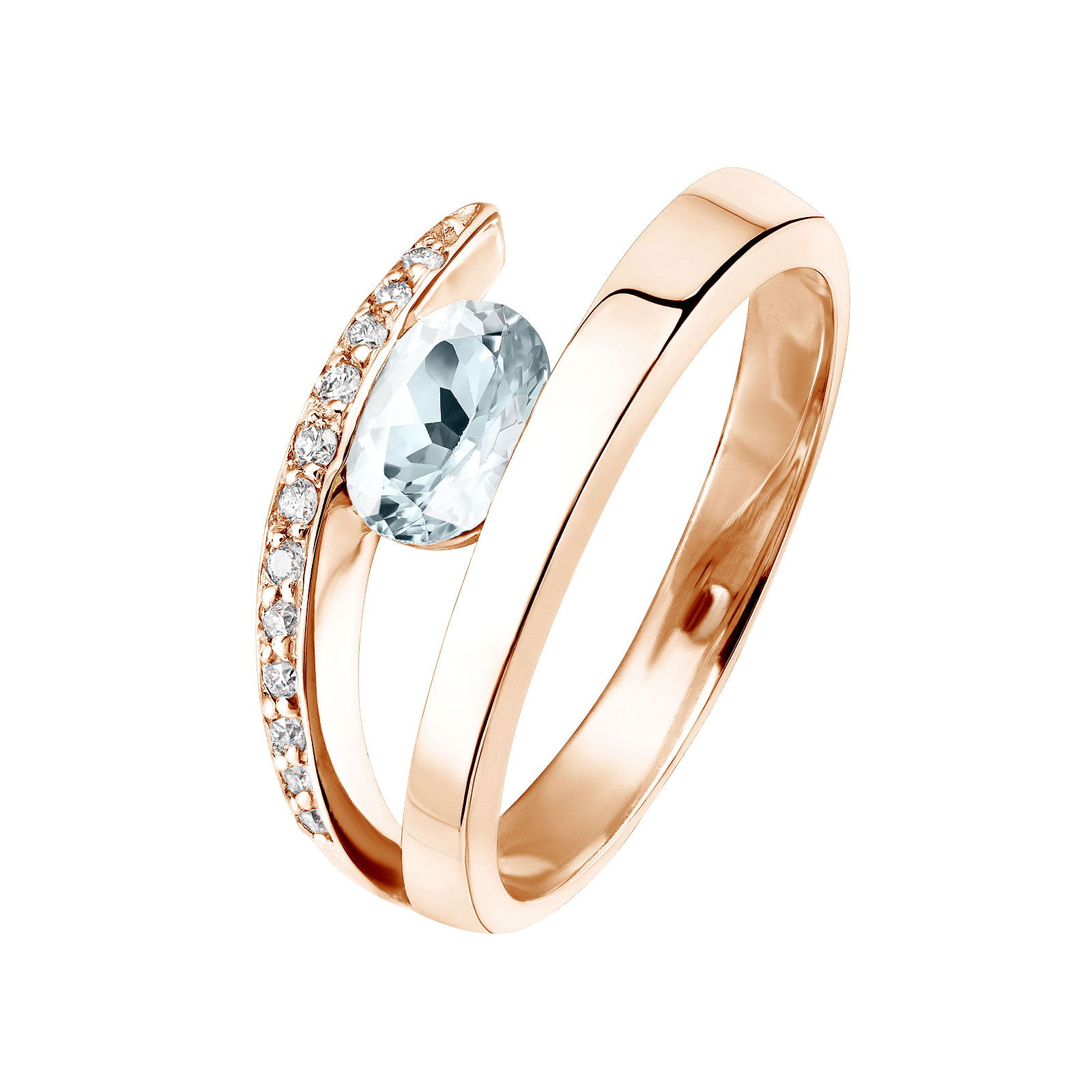 Bague Or rose Aigue-marine et diamants Ananta 1