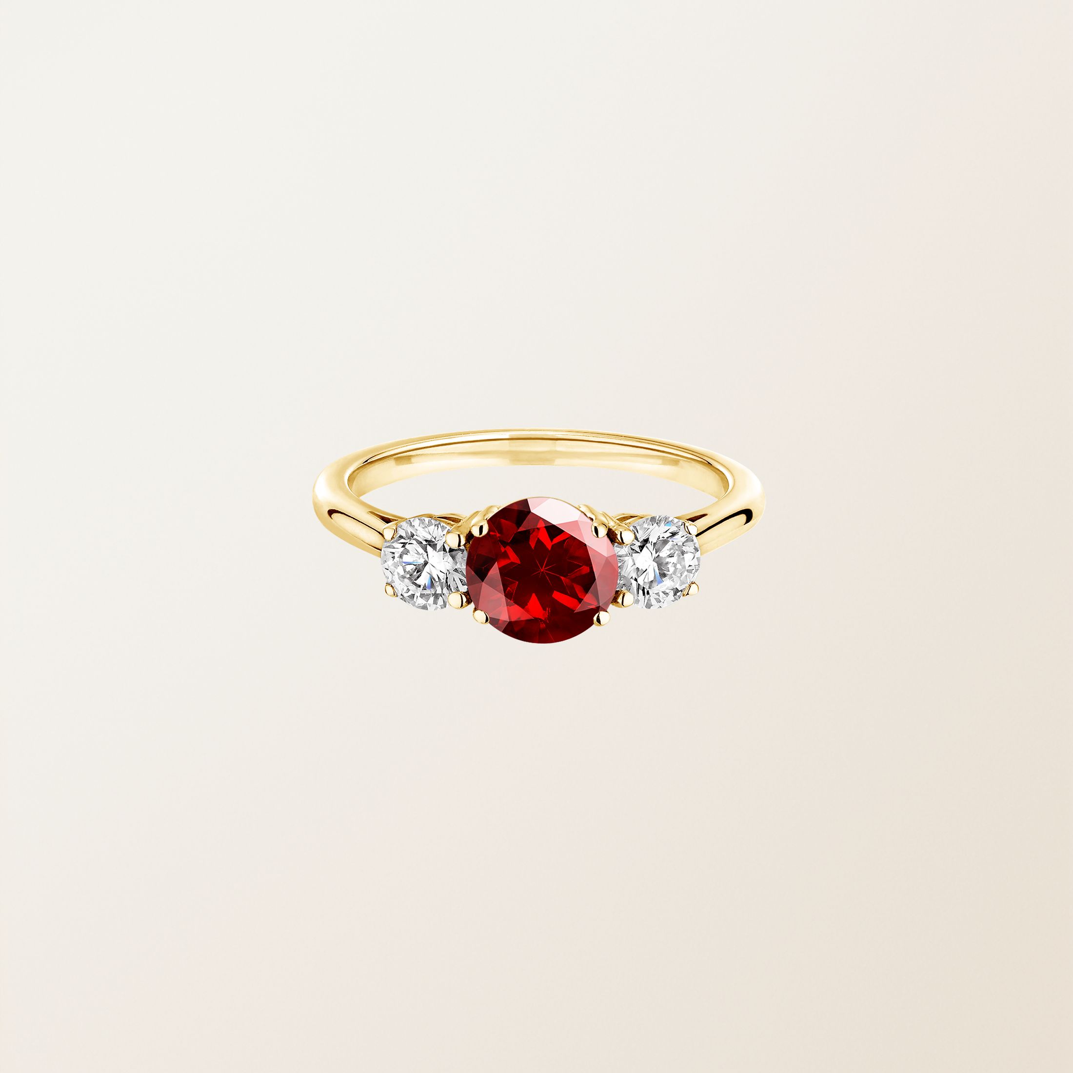 Bague Or jaune 18 cts Grenat Lady Duo