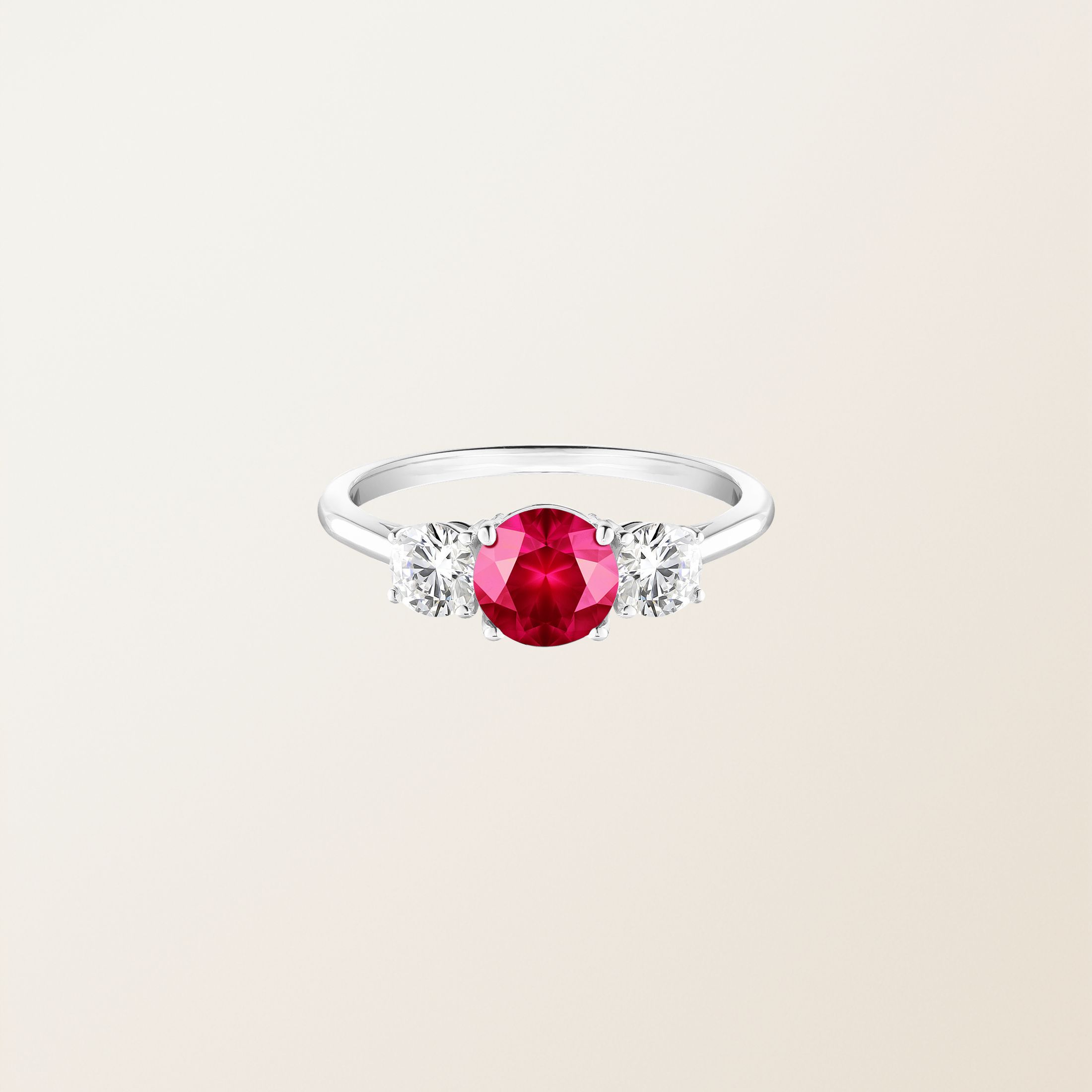 Bague Or blanc 18 cts Rubis Little Lady Duo