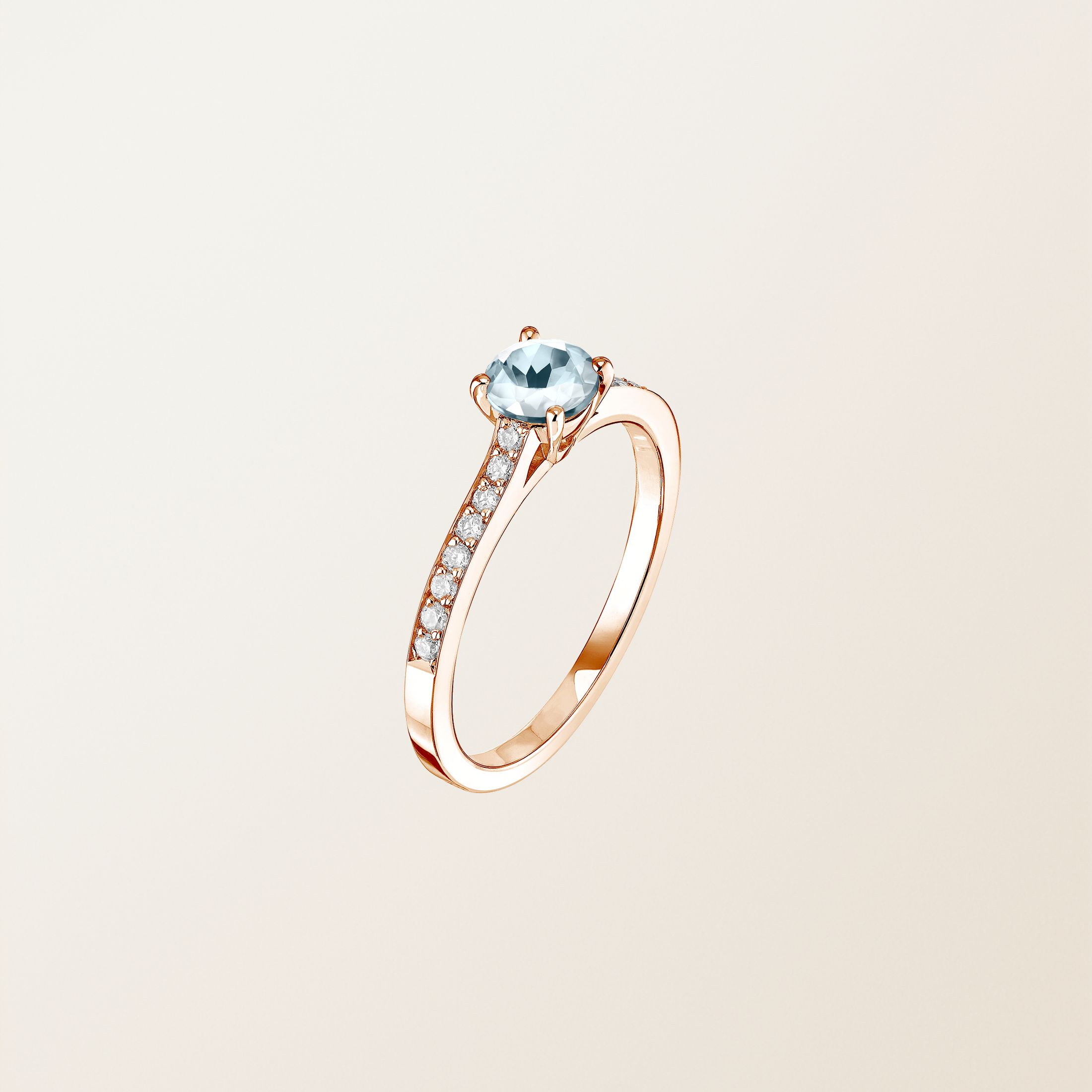 Ring 18K Roségold Aquamarin Little Lady Pavée