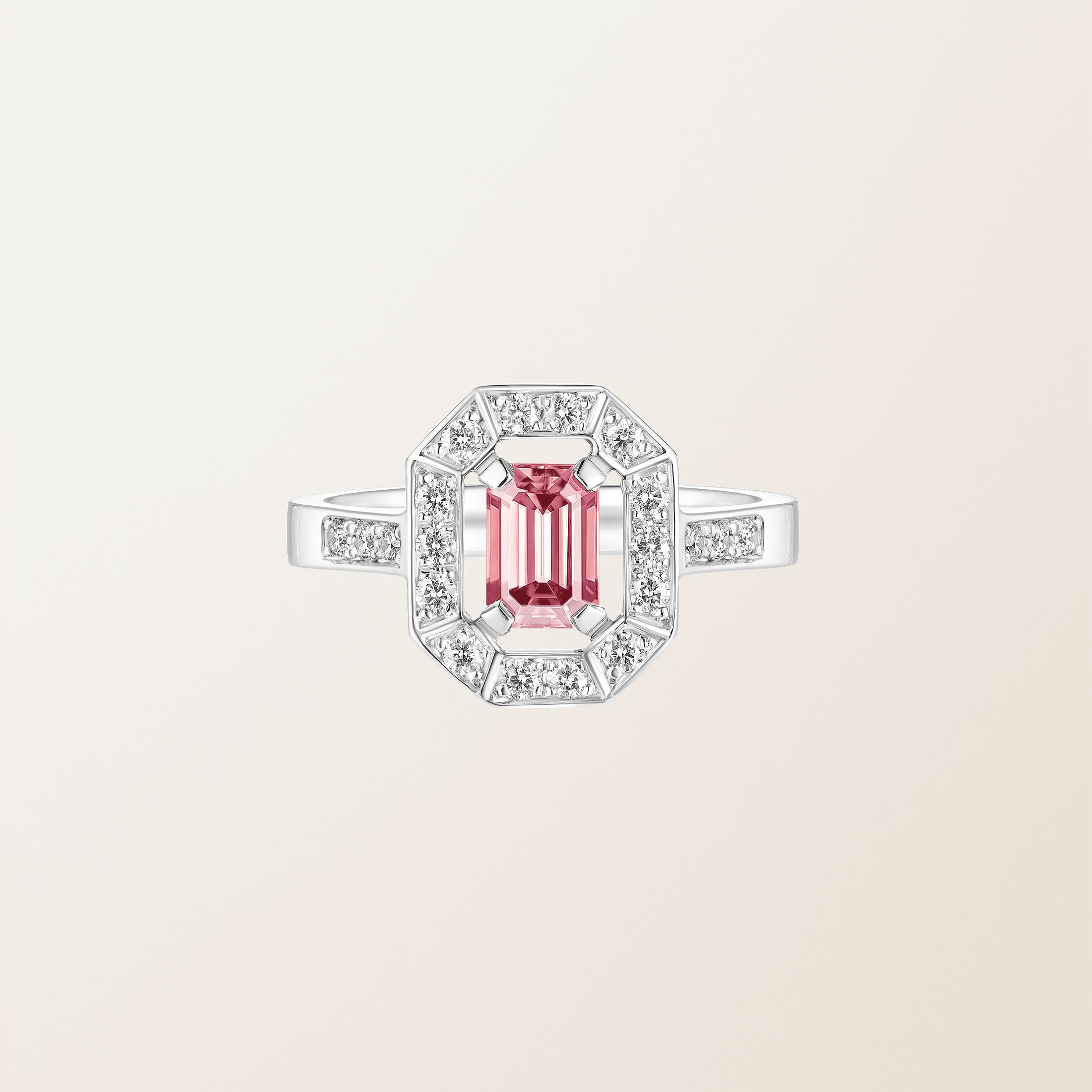Bague Or blanc 18 cts Tourmaline Art Déco