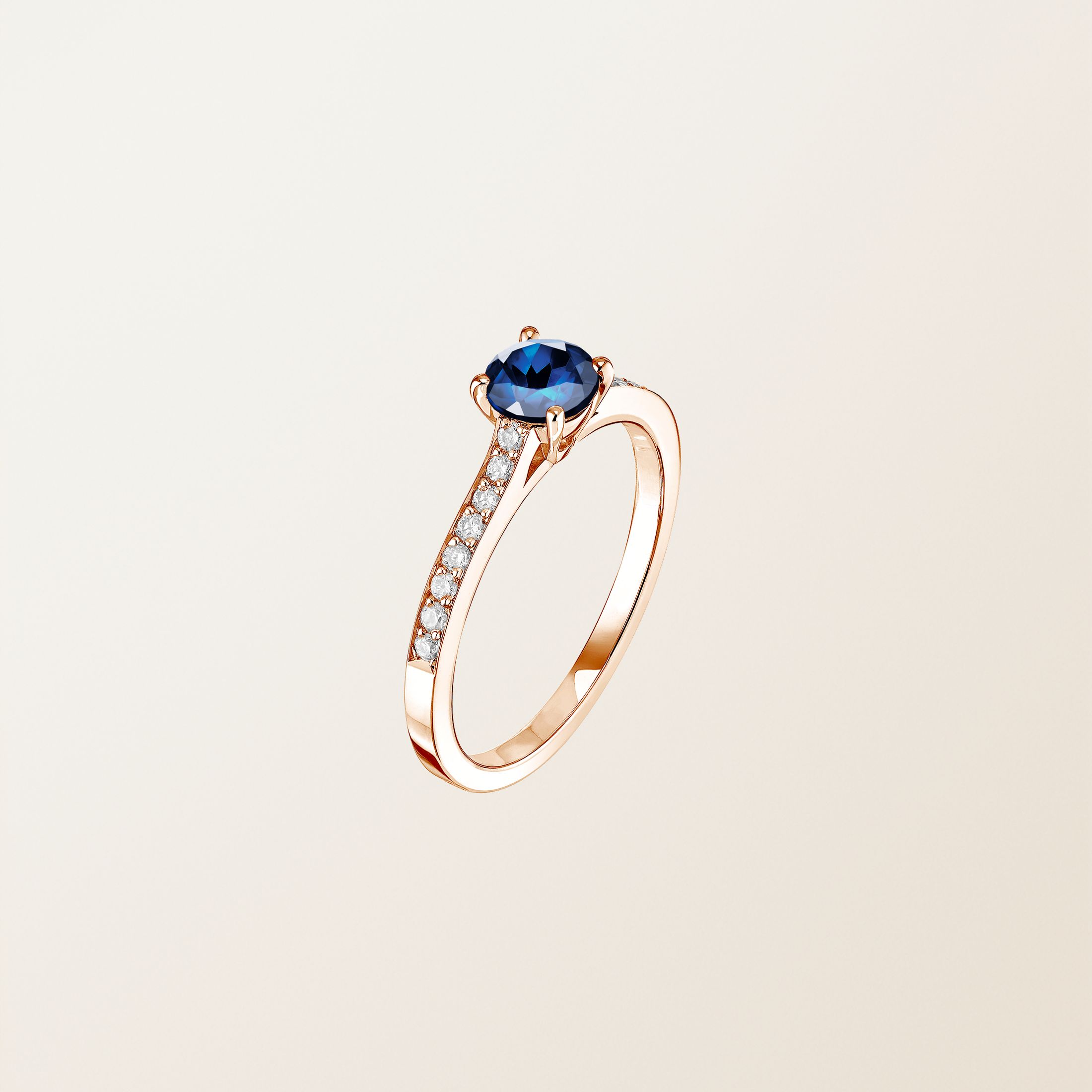 Bague Or rose 18 cts Saphir Little Lady Pavée