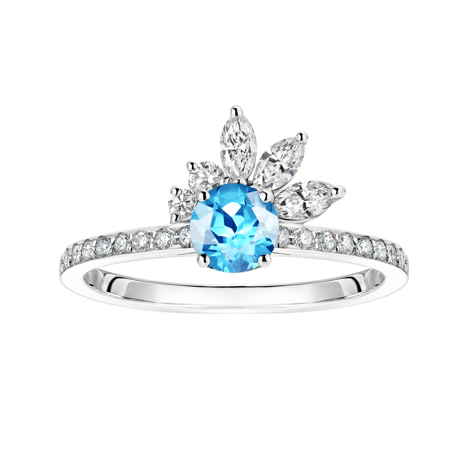 Bague Platine Topaze et diamants Little EverBloom Pavée 1