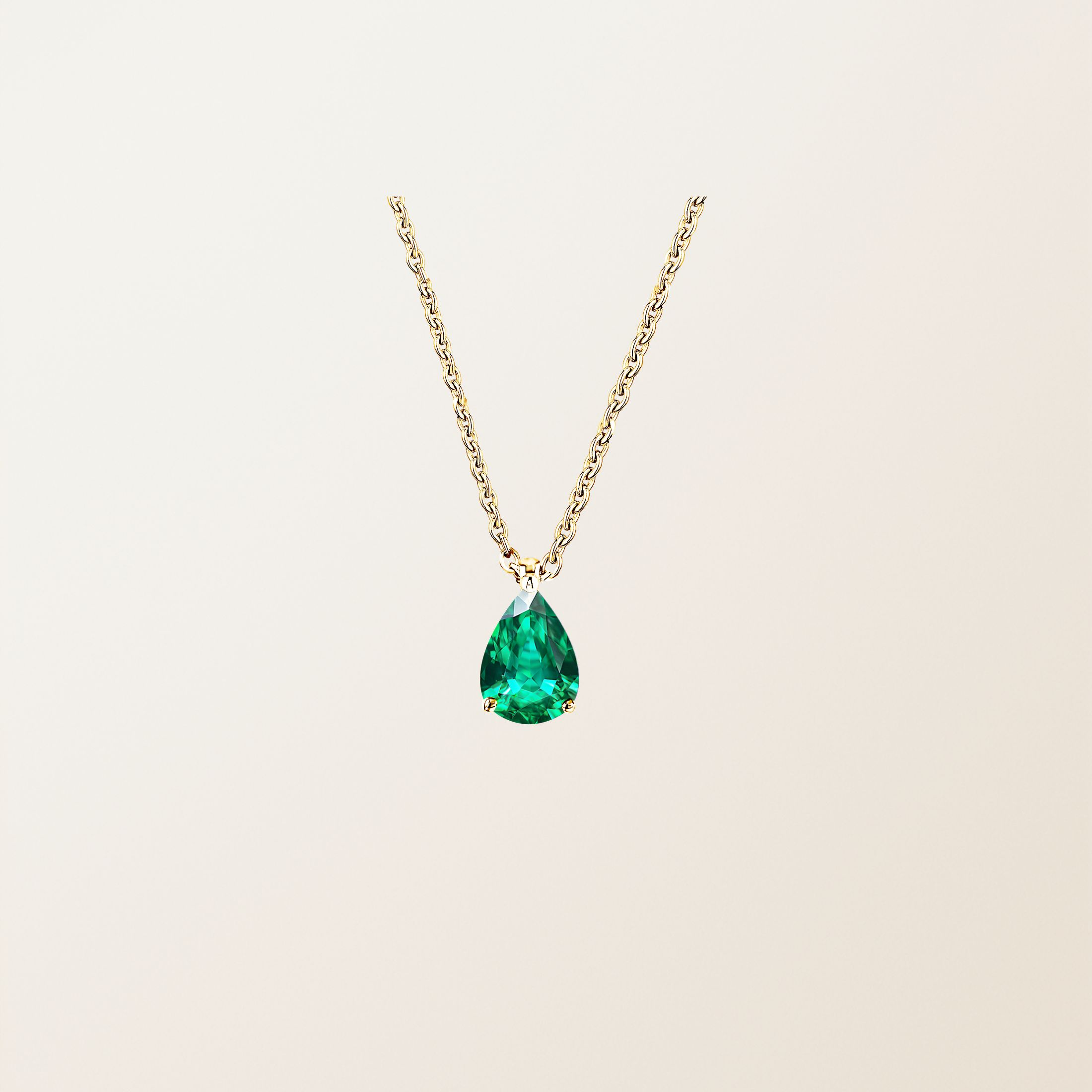 Anhänger 18K Gelbgold Smaragdgrün Lady Poire M