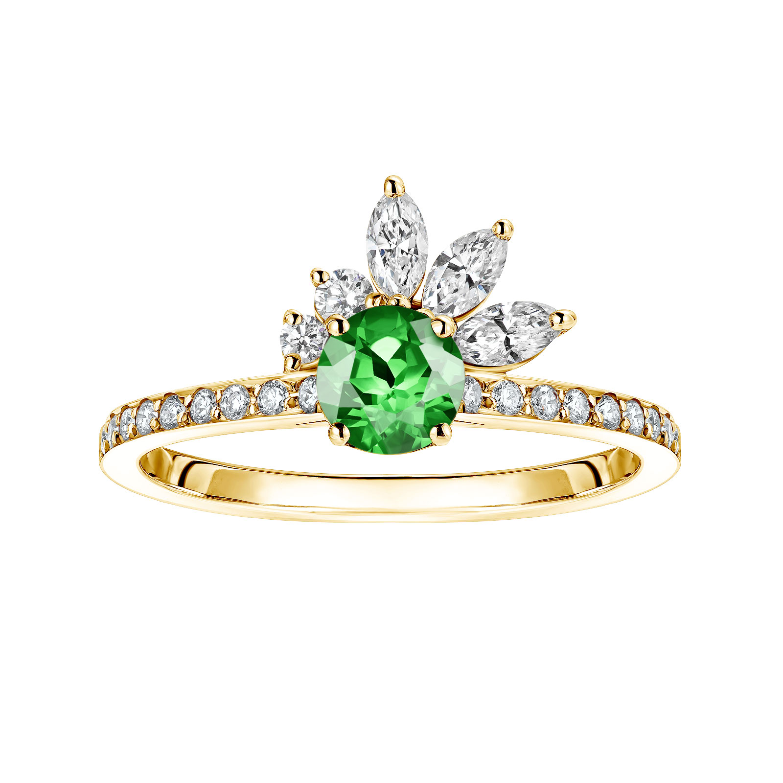 Bague Or jaune Tsavorite et diamants Little EverBloom Pavée 1