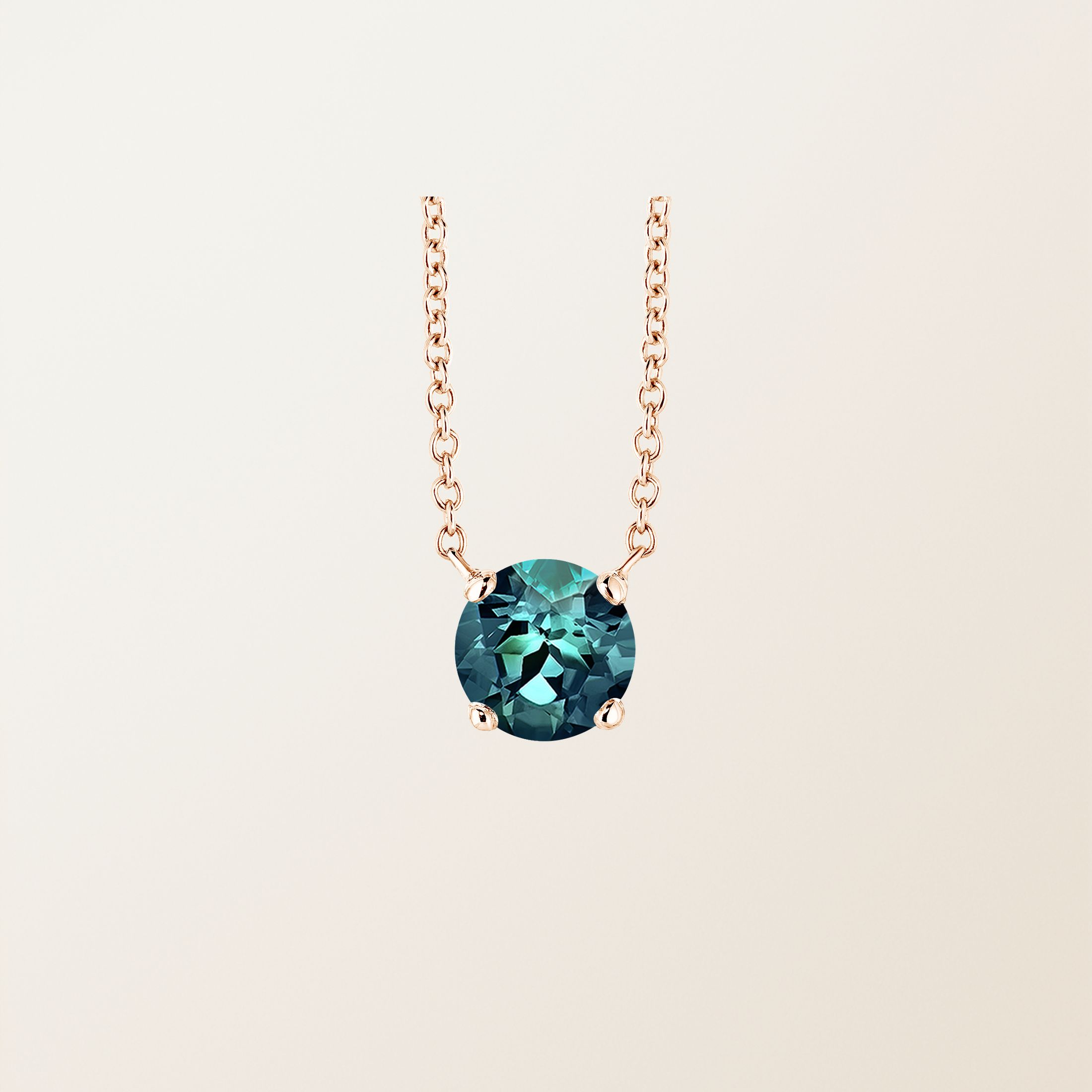 Pendentif Or rose 18 cts Saphir Teal Lady XXL
