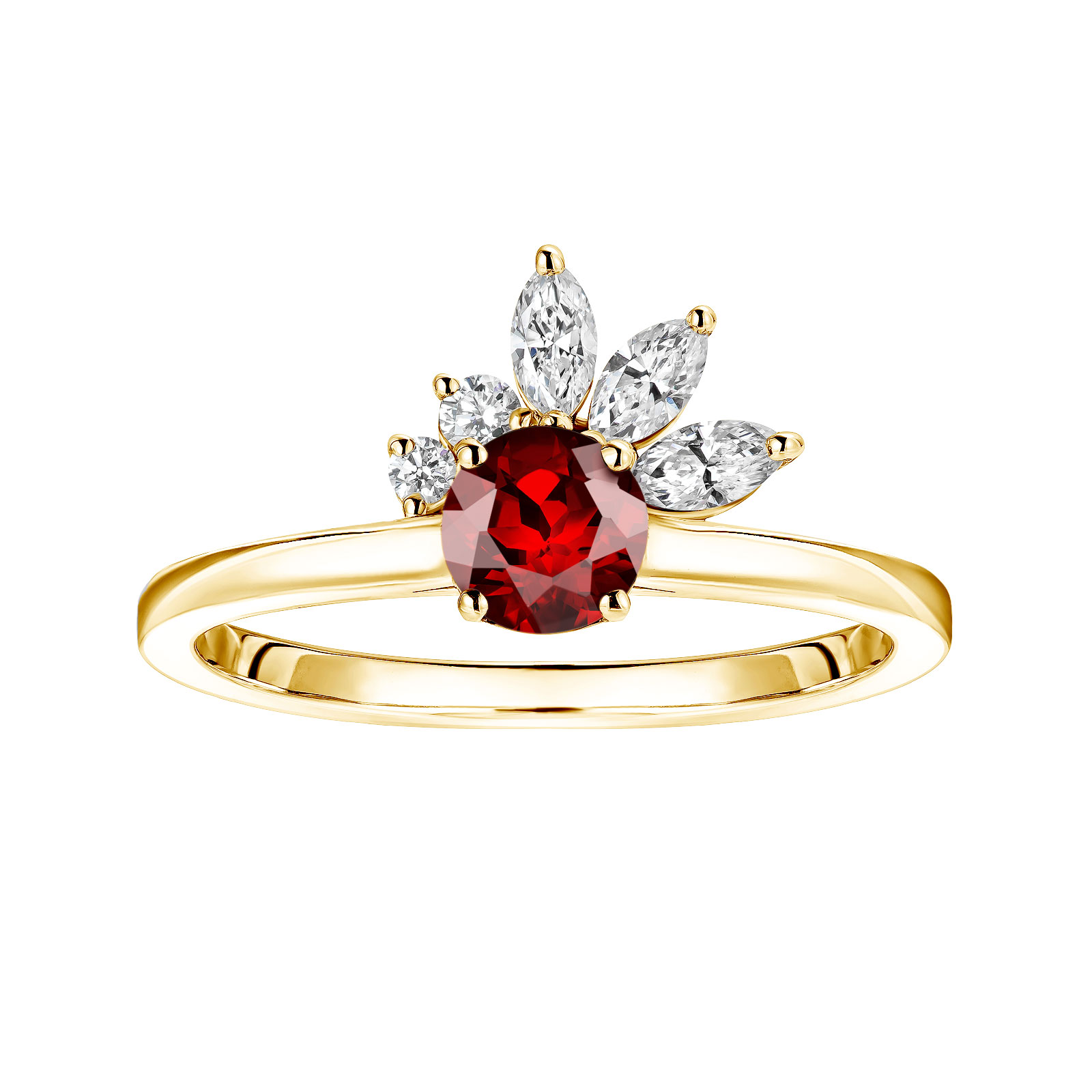 Bague Or jaune Grenat et diamants Little EverBloom 1