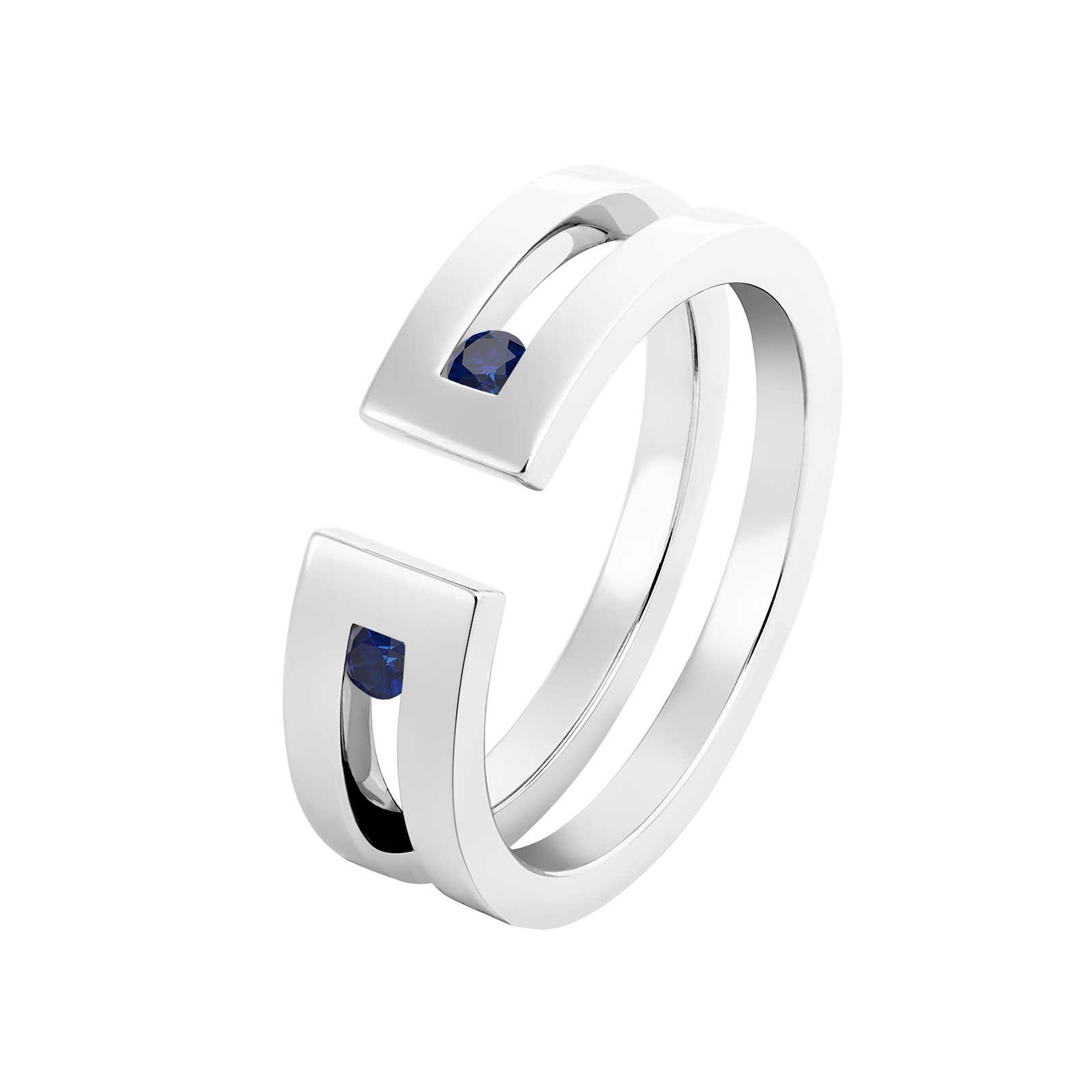 Bague Or blanc Saphir Thésée Duo 1